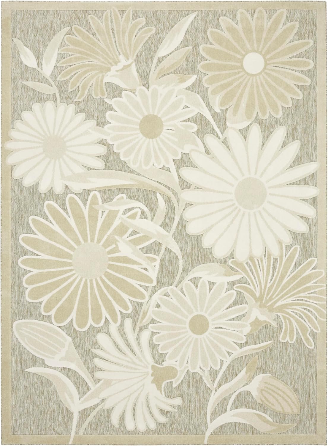 Nourison Aloha Ivory Sage 9' x 12' Area Rug - Easy Clean, Non Shedding, Bed Room, Living Room, Dining Room, Kitchen (9' x 12')