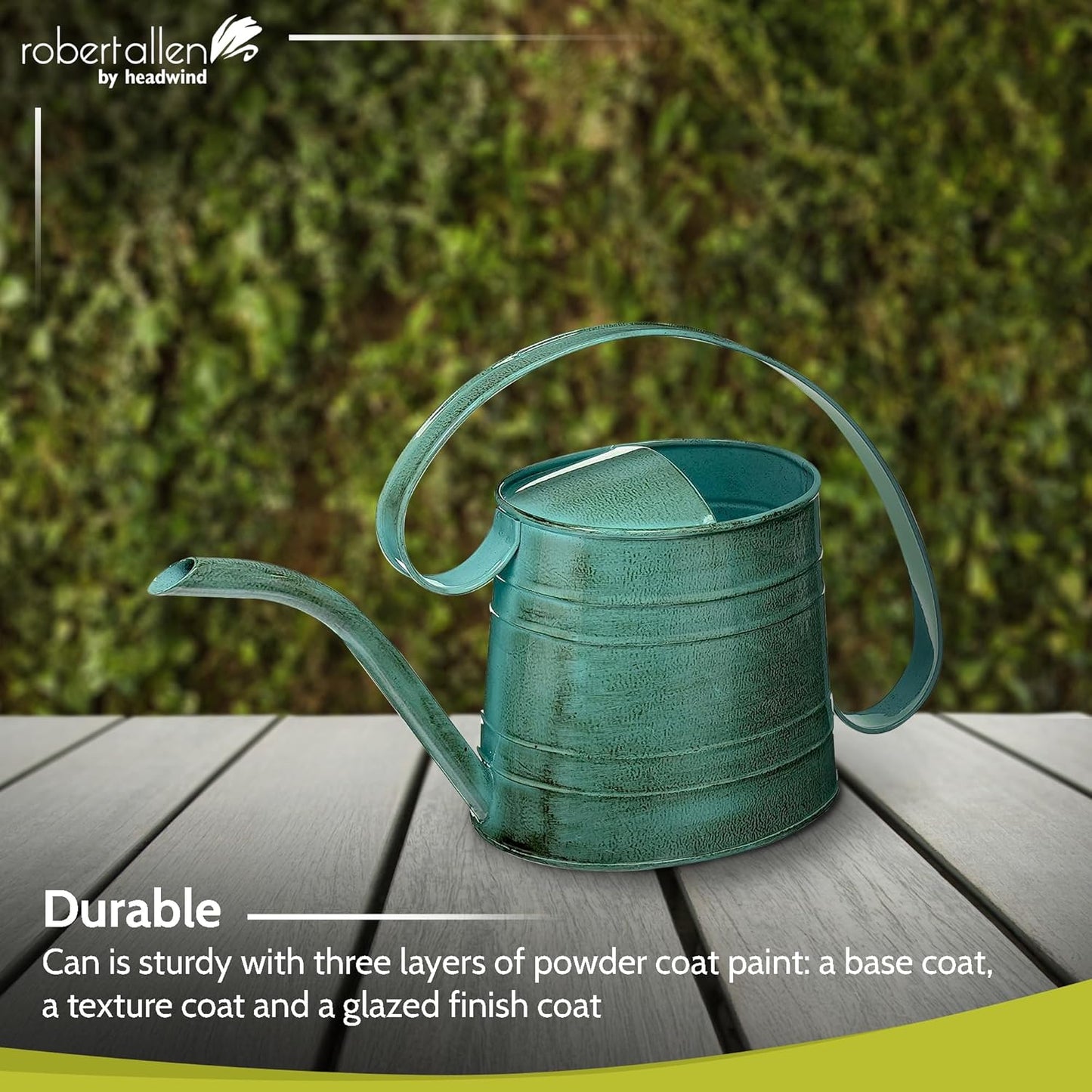 ROBERT ALLEN MPT01505 Danbury Metal Watering Can, Surf Light Blue