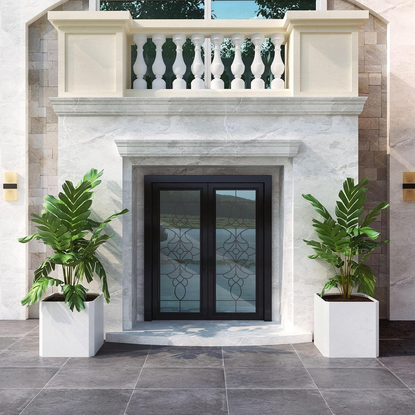 Steel Planter Box-26"x26"x26"-Large Square Planter Box-Outdoor Indoor-Cube Steel Planter Heavy Duty White Metal Planter Flower Pot Commercial Residential for Home Garden Porch Hotel Patio