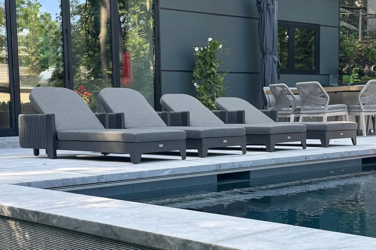 PURPLE LEAF Outdoor Chaise Lounge Chairs with Cushion Patio Aluminum Daybed Sun Chair Adjustable Sunbathing Tanning Reclining Set of 2 Moon Basalt