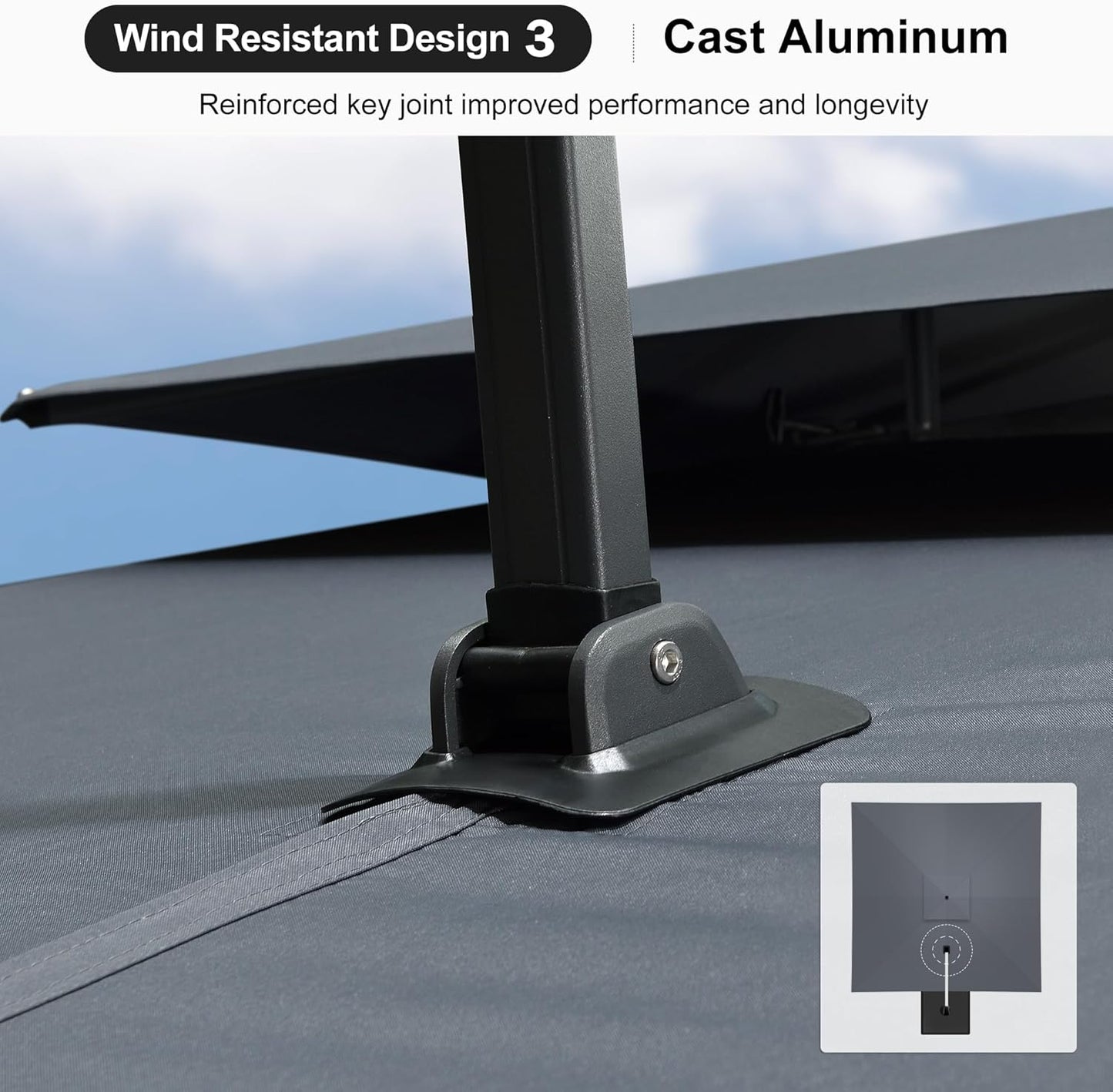 PURPLE LEAF 9' X 12' Patio Umbrella with Base Outdoor Rectangle Umbrella Large Cantilever Umbrella Heavy Duty Outdoor Market Umbrella for Garden Deck Backyard Pool Grey