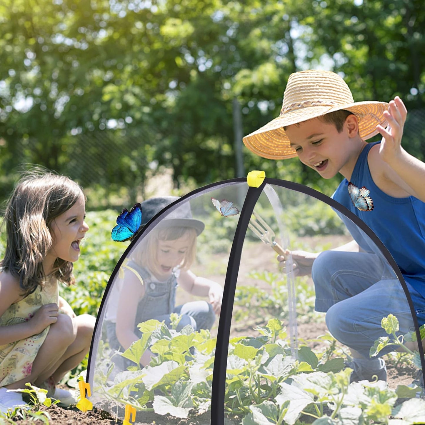 2 PCS Insect Barrier Plant Tent Cover-22 x 22 x 23 Inch Bug Guard Cover with Stakes-Insect Bird Barrier Netting Mesh for Protect Vegetable Plants Fruits Flowers from Birds Animal Eating