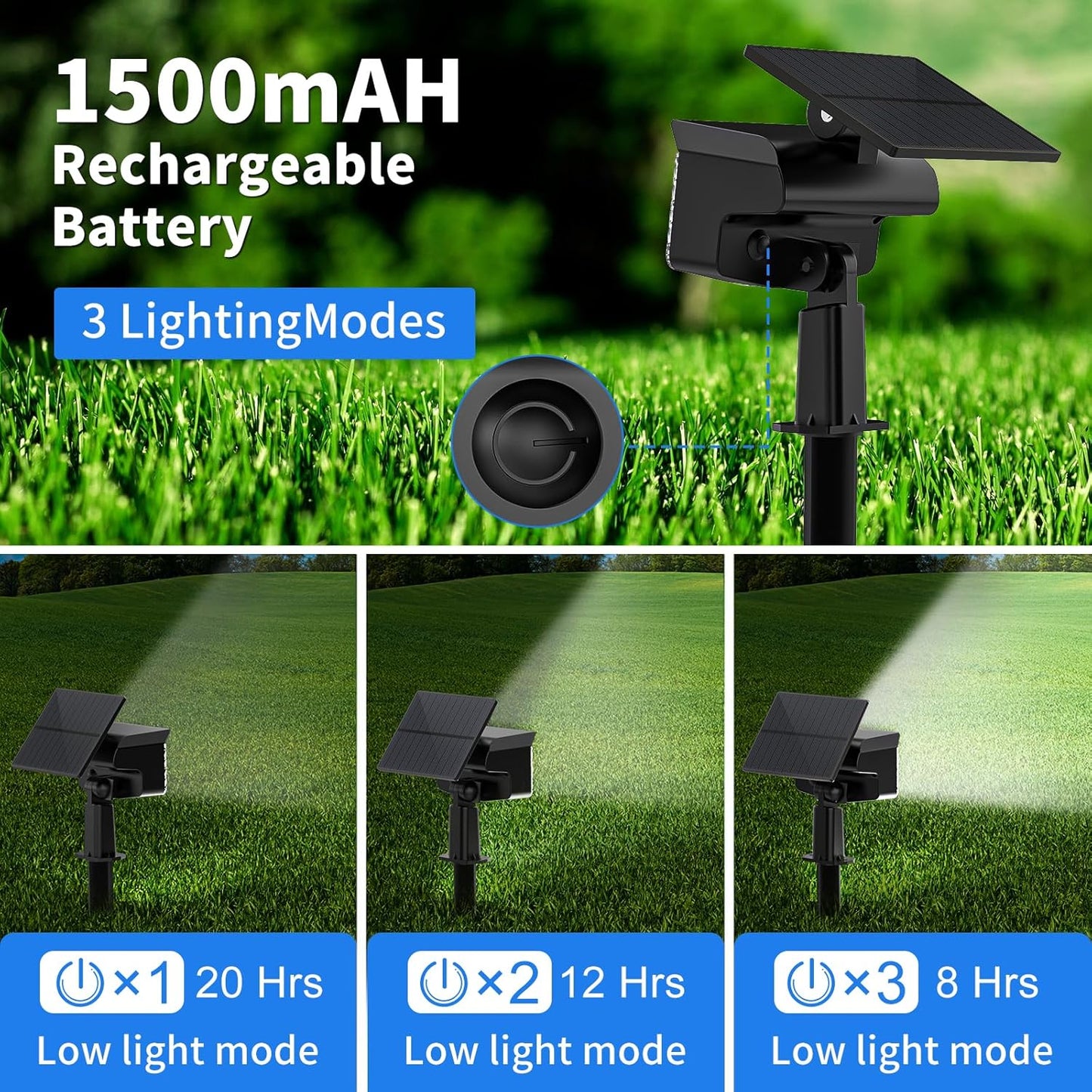 WELALO Solar Spot Lights Outdoor, 6 Pack/3 Modes Solar Landscape Spotlights, Adjustable Solar Powered Security Lights, IP65 Waterproof Wall Lights Solar Lights Outdoor for Walkway/Yard/Garden/Driveway