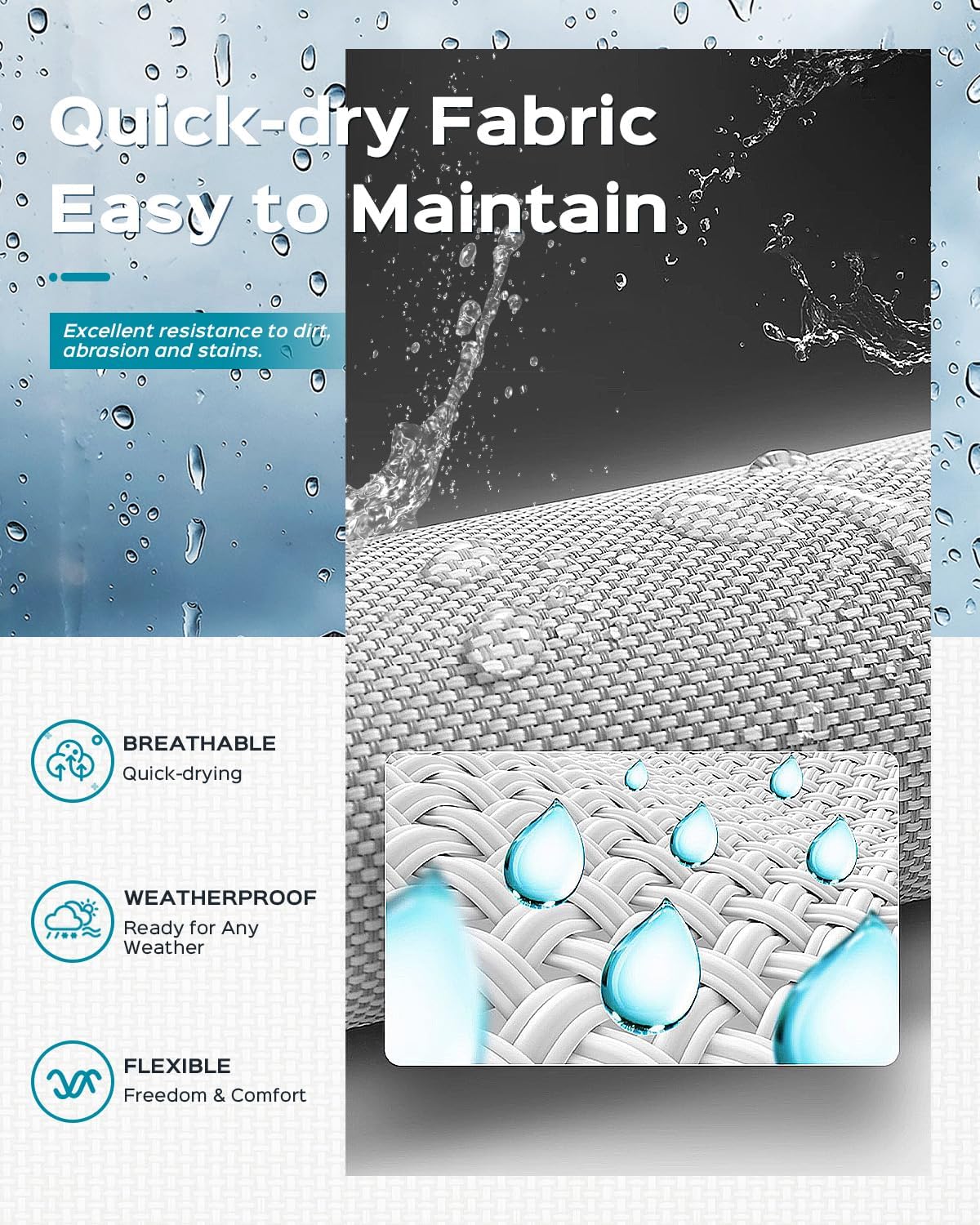 Patio Chaise Lounge Chair, Foldable Lounge Chair for Outside, Aluminum Chairs Set of 2 with 5 Adjustable Backrest, Outdoor Pool Lounger for Poolside, Lawn, Deck, Navy Blue