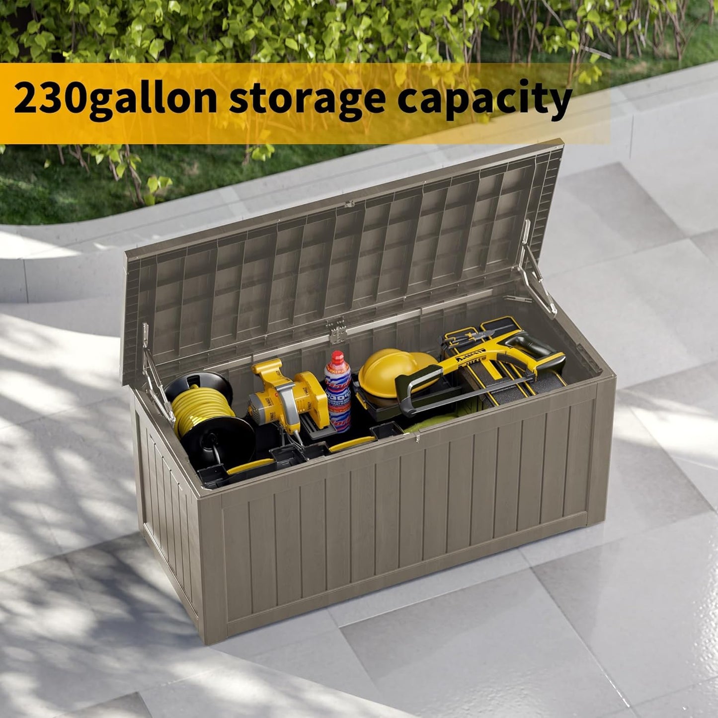 270 Gallon Heavy Duty Outdoor Storage Box - Extra Large Package Protection for Outside Deliveries, Patio Storage Bench & Resin Deck Chest with Lock, UV-Resistant, Slate Grey