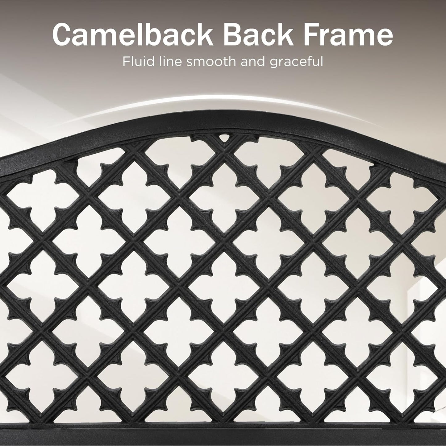 PHI VILLA 50" Outdoor Garden Patio Metal Bench for Outdoors with Plastic Backrest Armrests Sturdy Steel Frame, Black