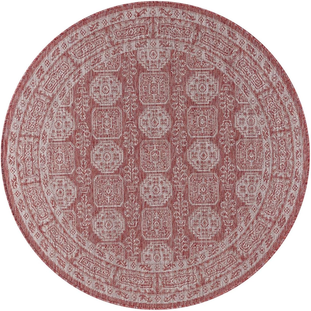 Keen Home Design Terrace Outdoor Round Rug - 8ft Round Washable Indoor/Outdoor Rug for Patio, Kitchen, Balcony, Beach, Garden, Deck and Porch, Size: 7'7" Round