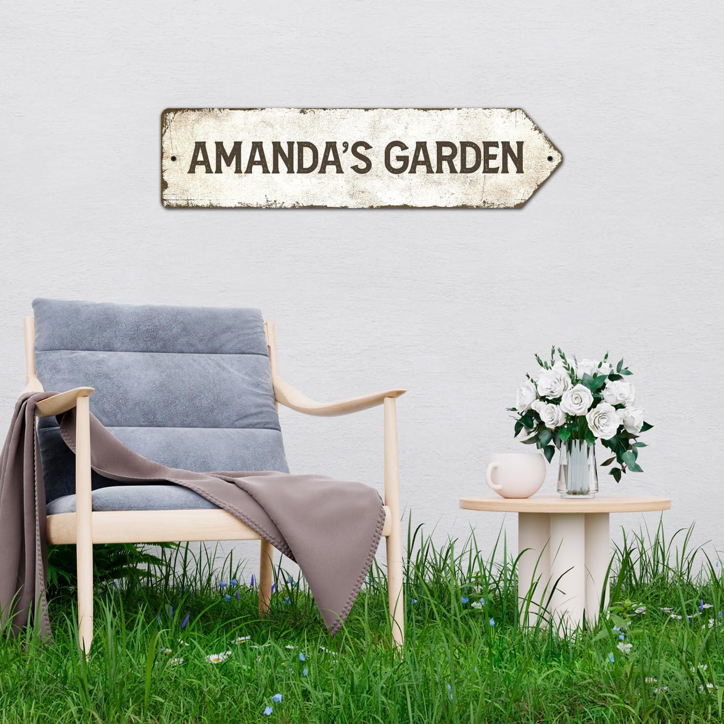 Rustic Custom Sign, Personalized Right Directional Metal Composite Street Sign for Indoor and Outdoor Use 6x24 Inches, ACM Made in the USA