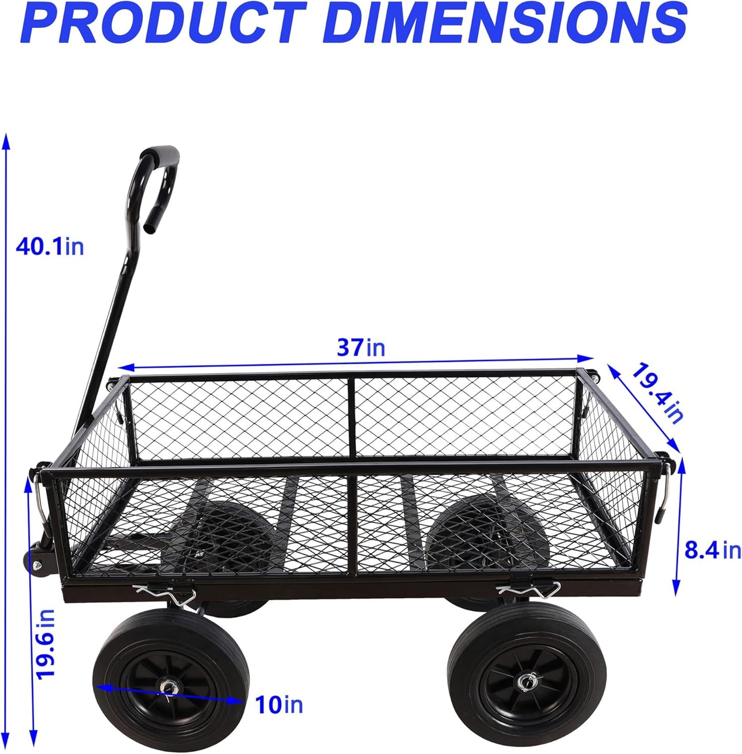 Wagon with Removable Sides Can be Used in Farms, Warehouses etc l Garden Dump cart- A Must-Have for Your Dream Garden Garden Essential- Dump cart Solid Wheels (Black Solid Wheels)