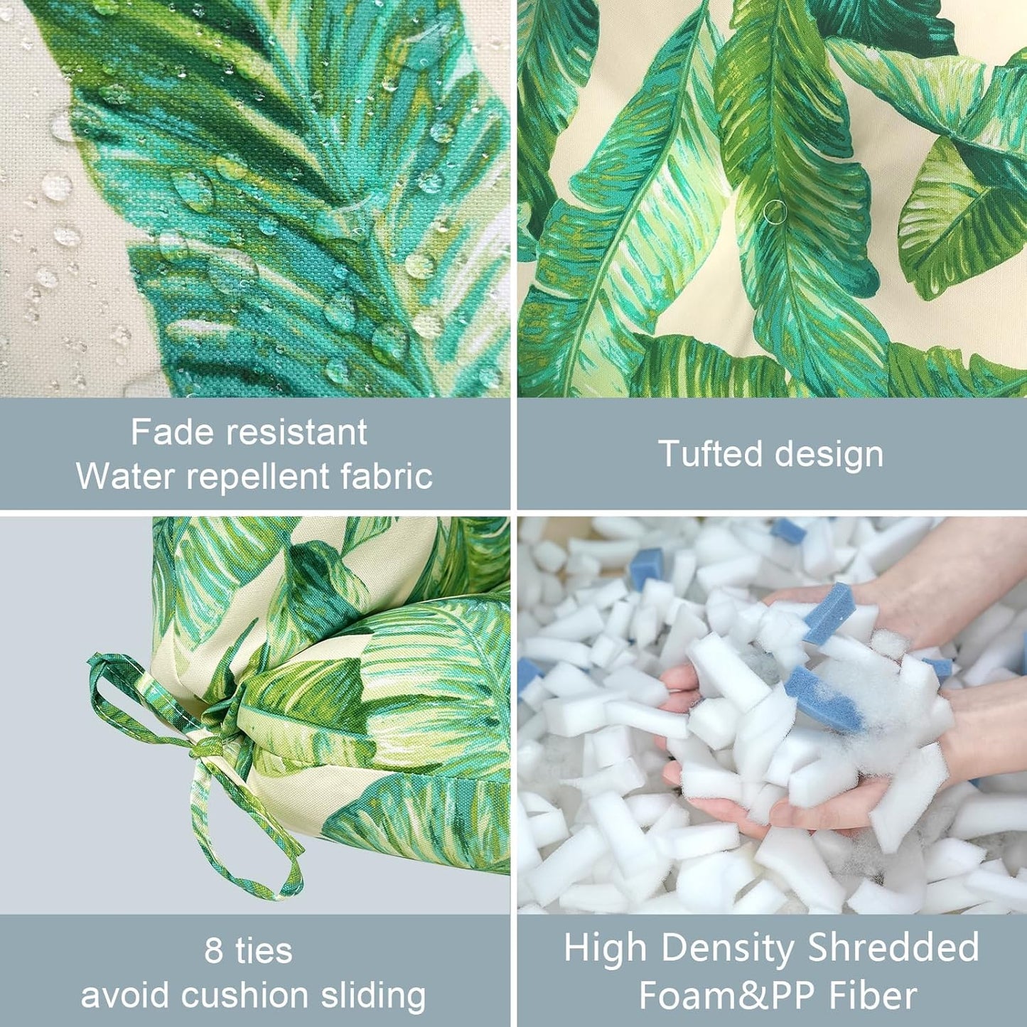 LVTXIII Outdoor Adirondack Chair Cushions, L44” x W22” x H4 Patio Tufted High Back Cushions, Seasonal Replacement Rocking Chair Cushion for Home Garden Furnitue, Set of 2, Swaying Palms Capri