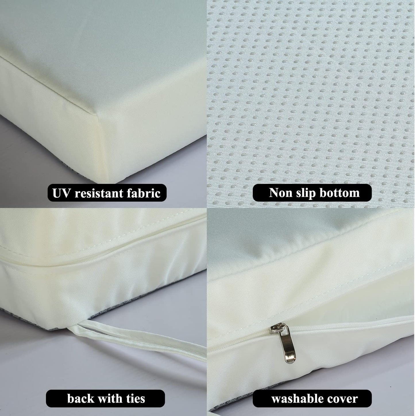 Patio Chair Cushions Set of 2 Non Slip Bottom Chair Pad with Ties Waterproof Square Outdoor Seat Cushion Replacement for Garden Swing Furniture 22x22 Inch, White