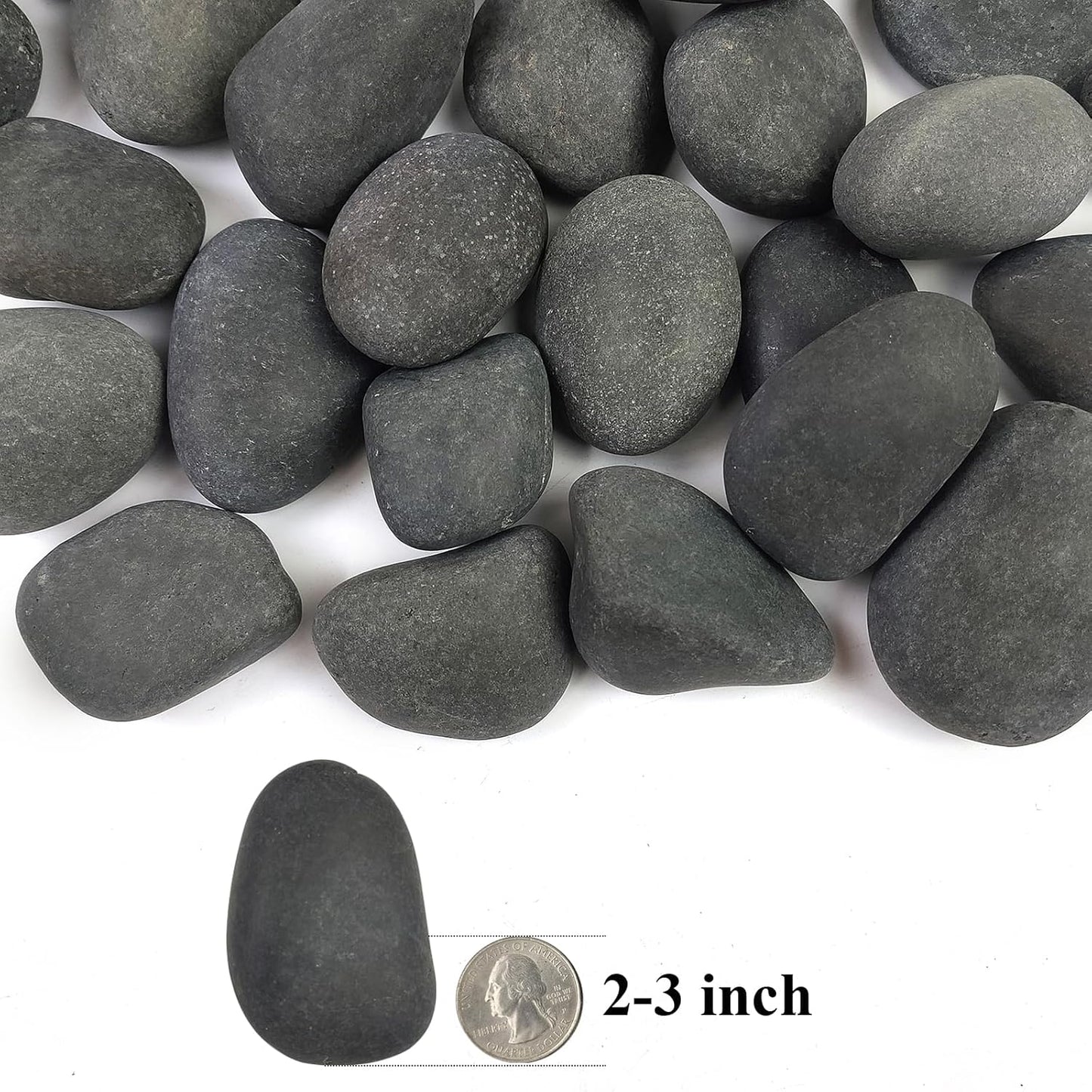 Black River Rocks for Landscaping, 2-3 Inch Natural River Rocks for Garden Beds, Potted Plants, Fish Tanks, DIY Pathway and Backyard Accent, Stones for Crafts, Walkways(40lbs Bulk)