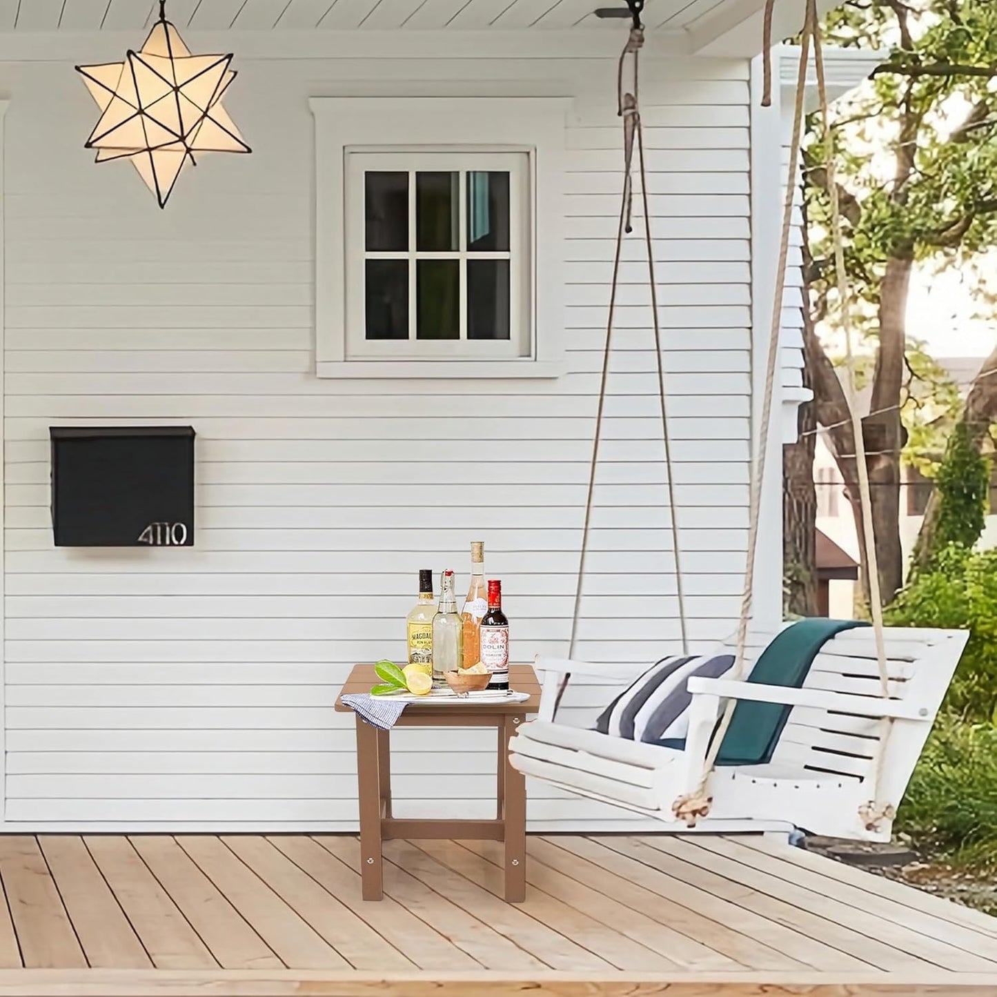 Outdoor Side Table, Small Adirondack Side Table for Adirondack Chair - Indoor Outdoor End Table - HDPS (Teak)