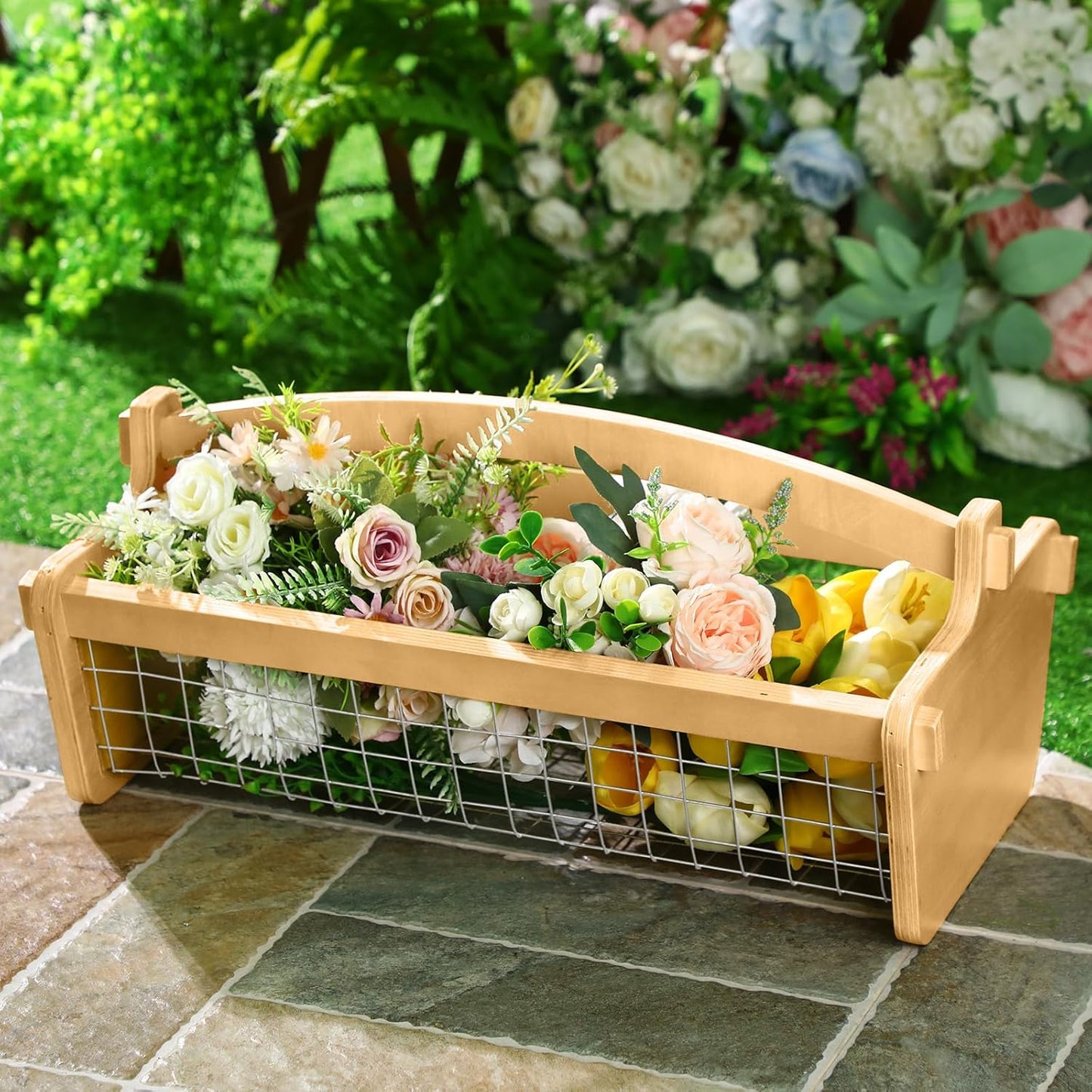 Large Garden Hod Harvest Basket 19 x 11 x 6 Inch, Wooden Gathering Basket with Handle Gardening Gifts for Mom Father Grandma Women Gardener Birthday Washing and Holding Fruit Vegetable