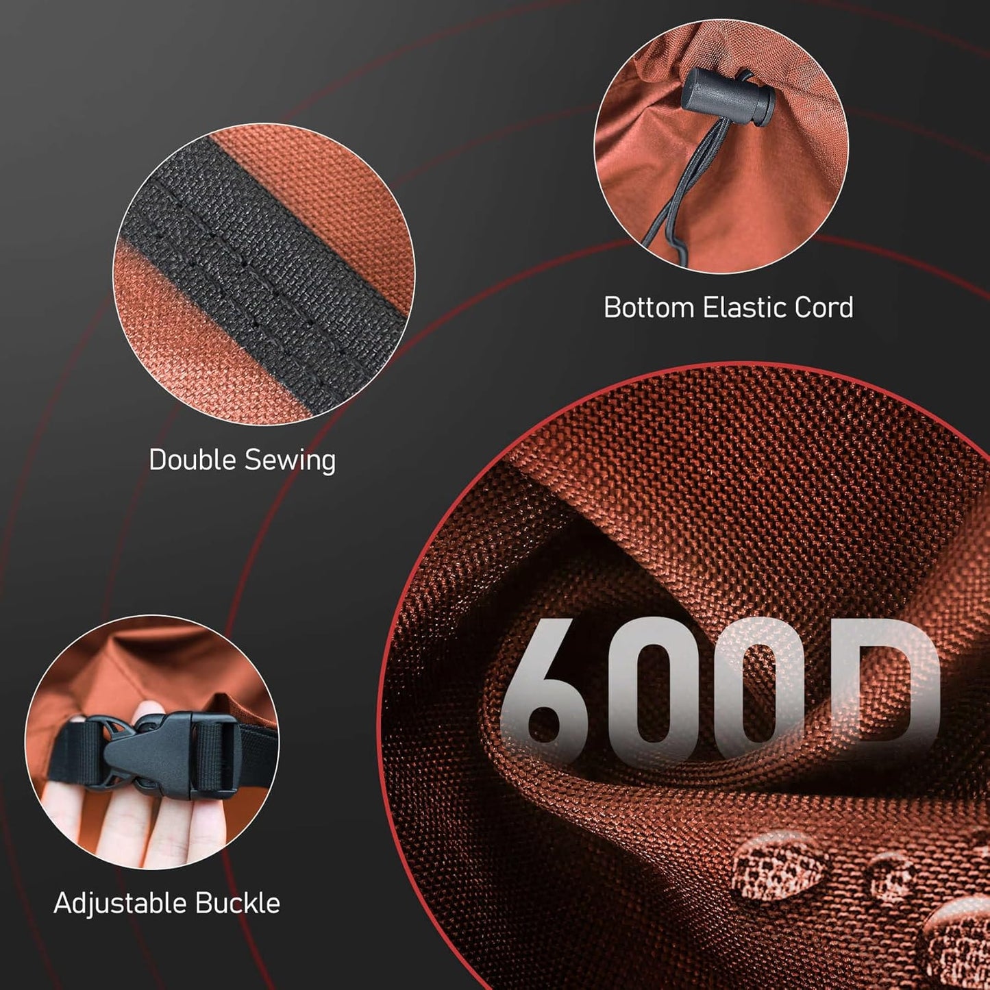 Fire Pit Cover Square 44 Inch - Outdoor Firepit Cover Heavy Duty & Waterproof, 600D Patio Fire Table Covers Gas Fire Pit Accessories Fade & Weather Resistant Brown - 44 x 44 x 24 Inch