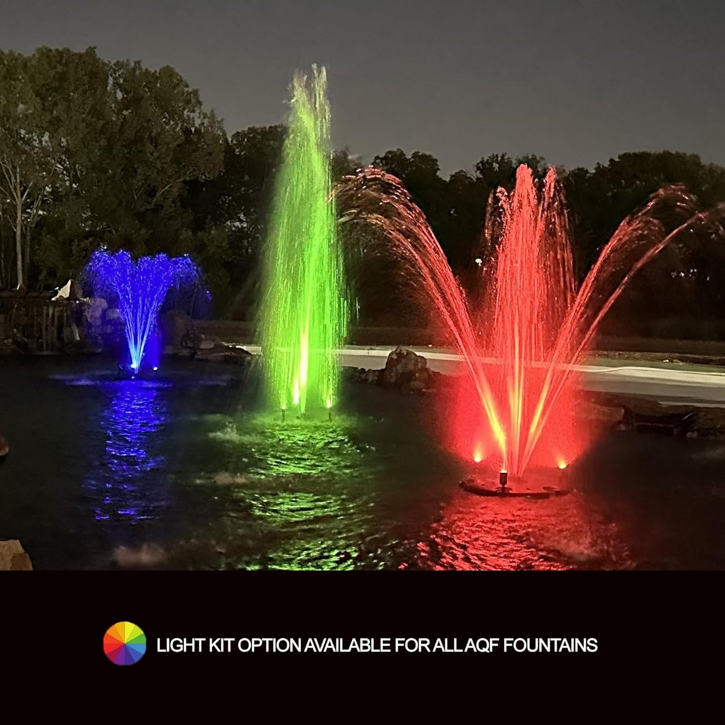 HALF OFF PONDS Floating Fountain – 1.2 HP Pond Aerator with100' Cord – 10,000 GPH Water Pump – 11 Spray Patterns - Color-Changing Lights & Control Box - for Large Ponds, Lakes & Water Gardens