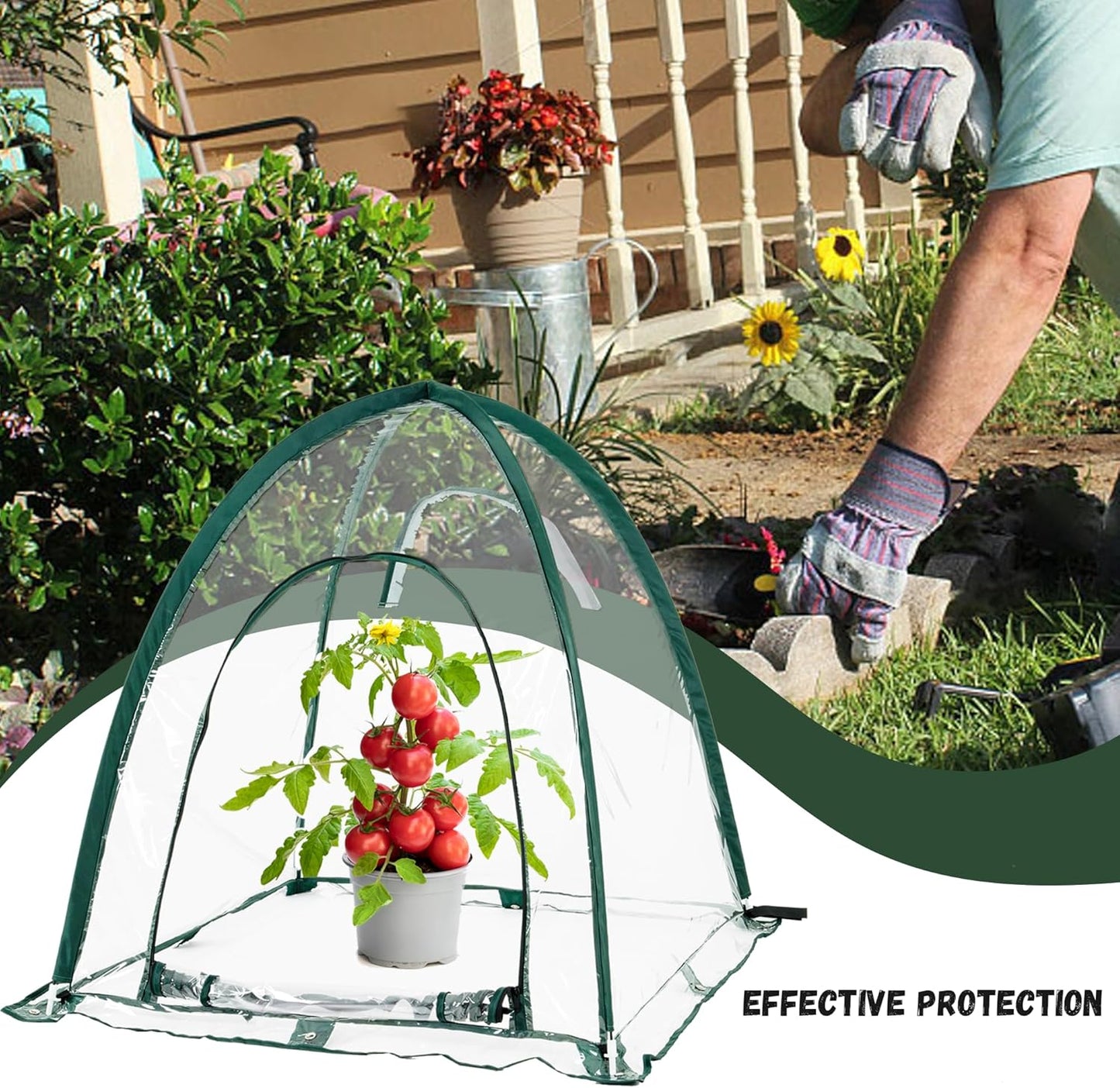 Portable Mini Greenhouse for Winter Gardening - Transparent PVC Pop Up Plant Protector Cover for Heat Preservation in Backyard
