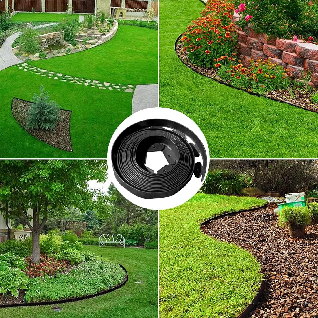 Landscape Edging 49FT,Garden Edging Borders Black [Extra Tall 4IN High] with 75pcs Plastic Stakes, Lawn Edging Flexible DIY Fence for Landscaping,Flower Bed,Grass,Gravel,Tree Surrounding