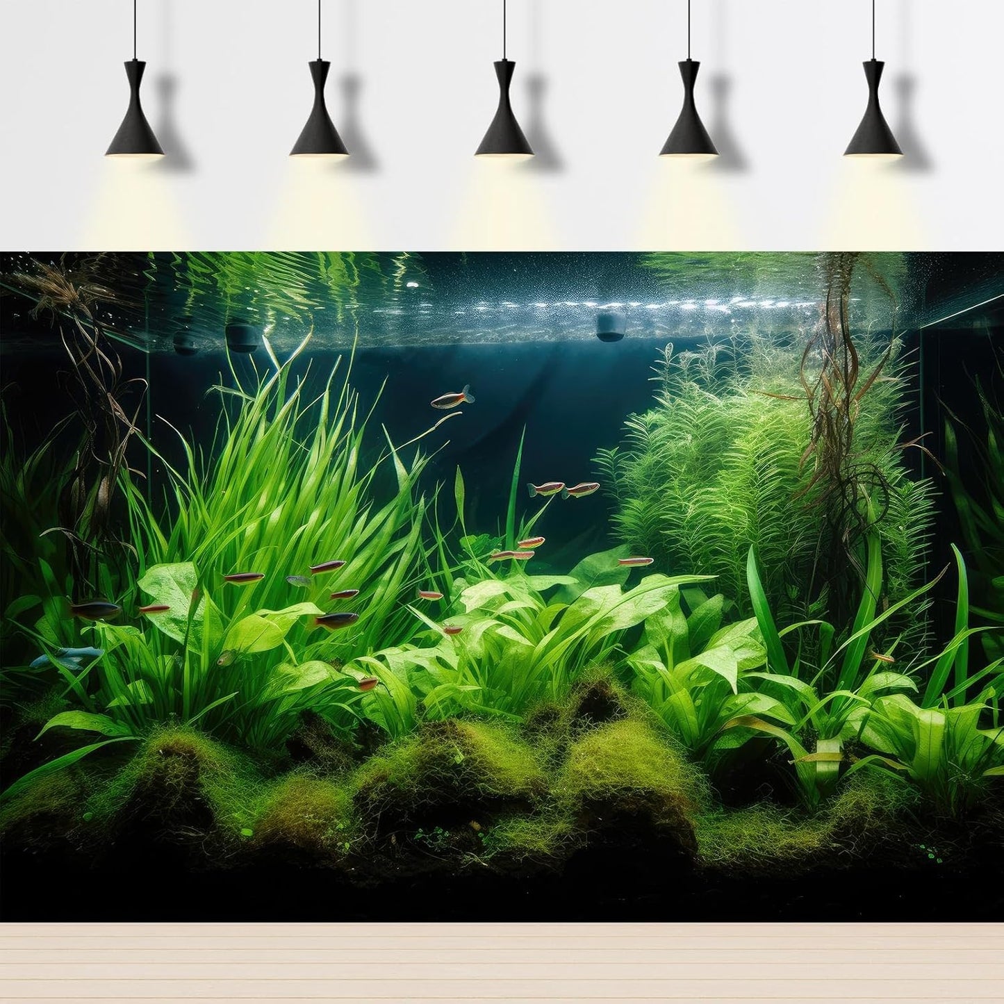 Aquarium Background Diverse Aquatic Plants Seagrasses Terrarium Background Redwood Root Lush Green Underwater Plants Tropical Style Fish Tank Background Under The Sea Aquarium Backdrop Vinyl 72x16in