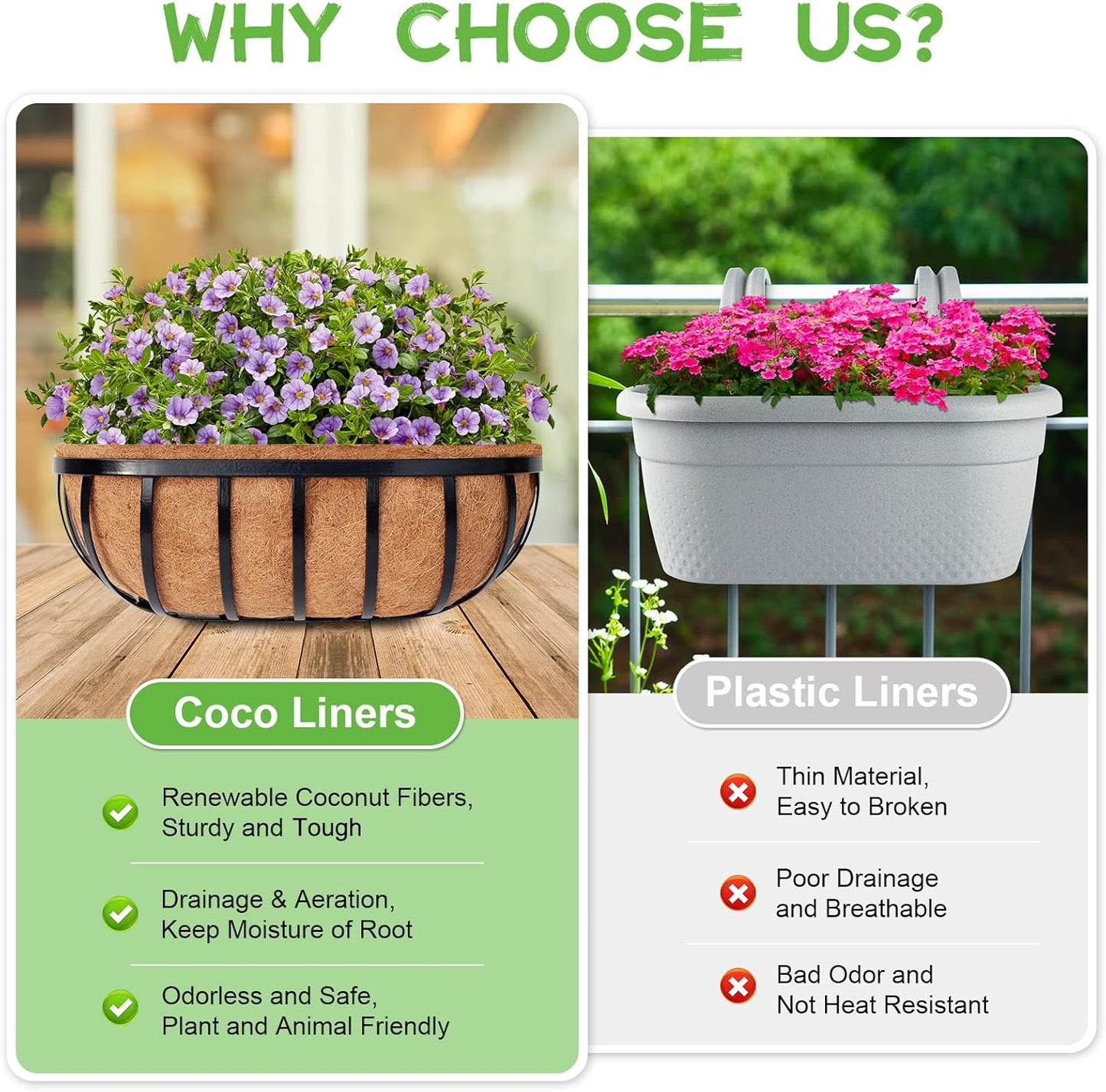 Riare 4 Pack 30 Inch Trough Coco Coir Liners for Planters, Pre-Formed Coconut Coir Replacement Liner Natural Coco Fiber Window Box Liners for Wall Planter, Window Basket Deck Railing Planter