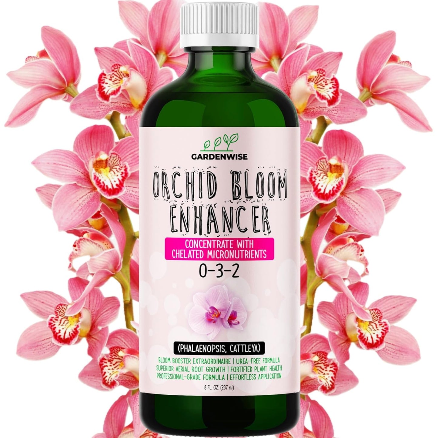 0-3-2 Giant Bloom: Orchid Bloom Enhancer - Orchid Bloom Booster - Orchid Food Fertilizer Concentrate - Chelated Nutrients for Healthy Flower & Reblooms (8 OZ)