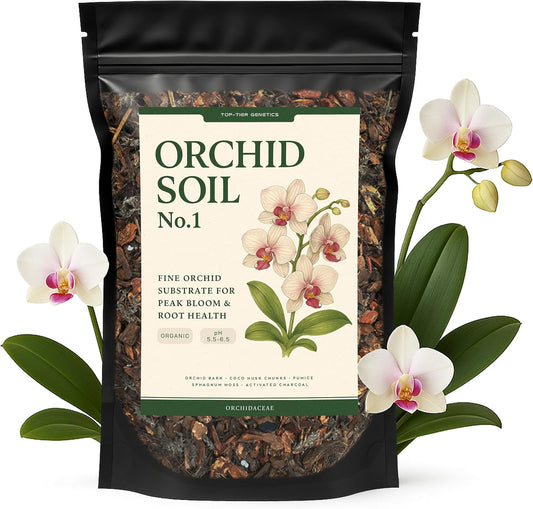 Orchid Soil - Premium Potting Mix for Phalaenopsis, Dendrobium & Cattleya | Fast-Draining, Moisture-Retentive, pH-Balanced for Healthy Root Growth | Organic & Peat-Free (4 QTS)