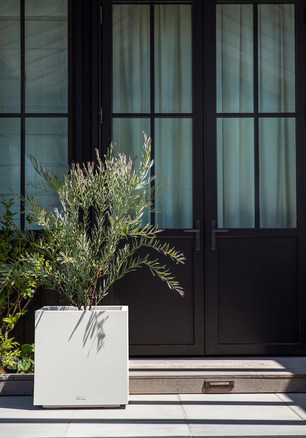 Veradek Block Series Cube Plastic Planter - Large Square Planter for Indoor or Outdoor Patio/Garden | Durable All-Weather Use with Drainage Holes | Modern Décor for Tall Plants, Trees, Flowers