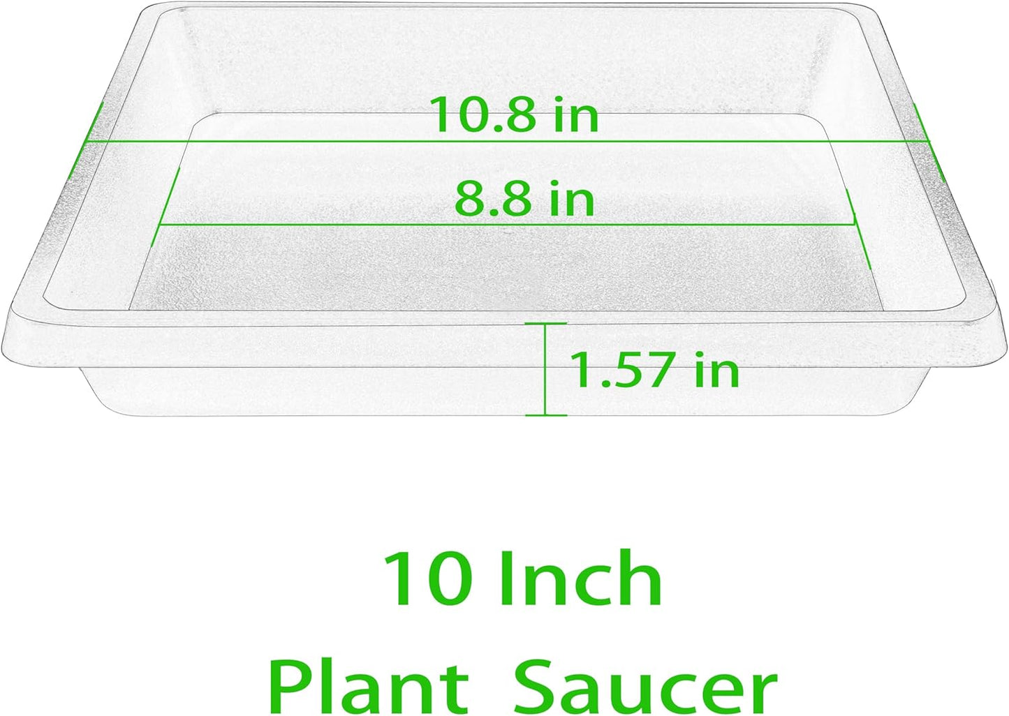 Square Plant Saucer 10 Inch 4 Pack 6 8 12 14 16 18 20 inch, Plant Drip Trays and Flower Pot Saucers, Plant Trays for Indoors No Holes, Plant Drainage Tray Saucers for Potted Plants