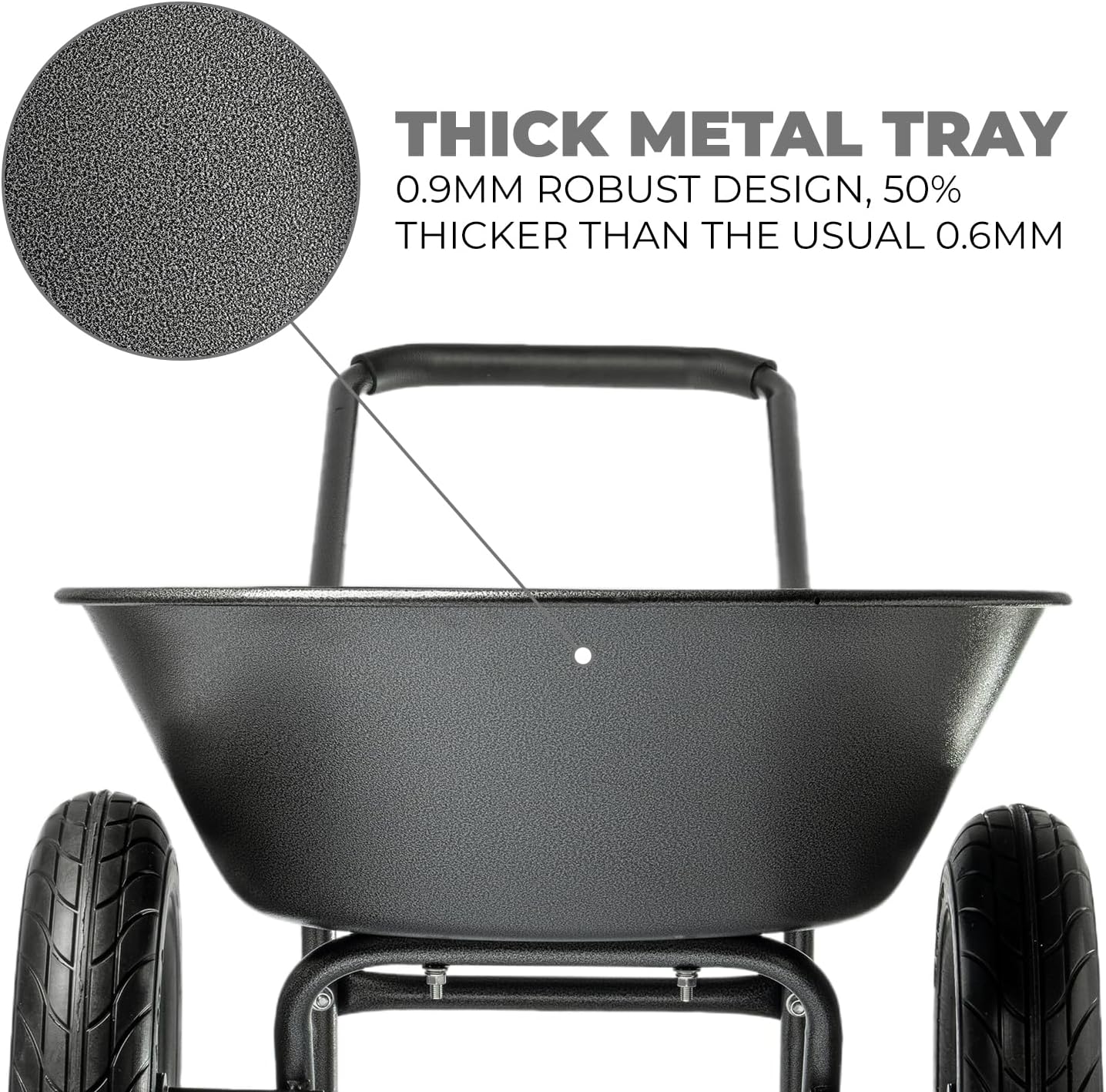 XtremepowerUS Utility Garden Wheelbarrow Garden Cart Dual-Wheel Built-in Stand Flat-Free 16" Tires 330 LBS Capacity 5 cu/ft. Metal Tray