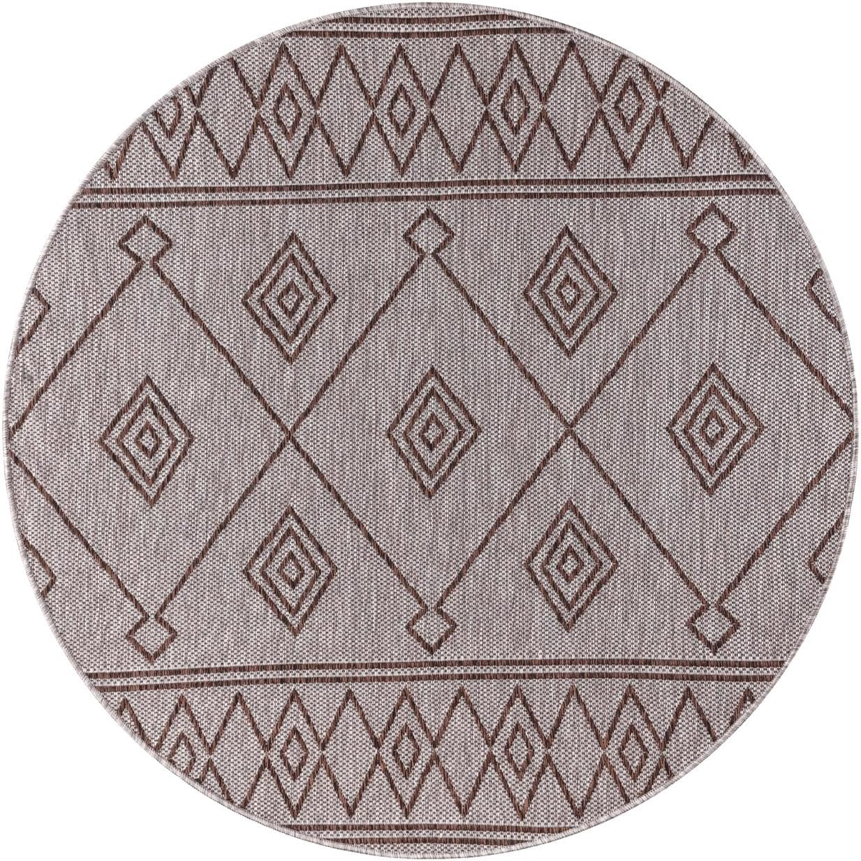 Keen Home Design Terrace Outdoor Round Rug - 5ft Round Washable Indoor/Outdoor Rug for Patio, Kitchen, Balcony, Beach, Garden, Deck and Porch, Size: 5'3" Round