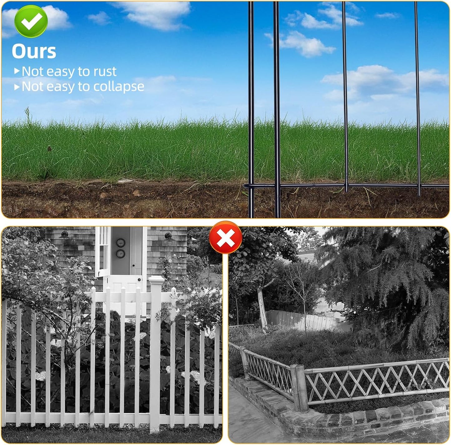 No Dig Garden Fence 16in x 20ft 20 Panels Decorative Garden Border for Fencing for Flower Beds, Dog Barrier, Patio and Yard Decoration