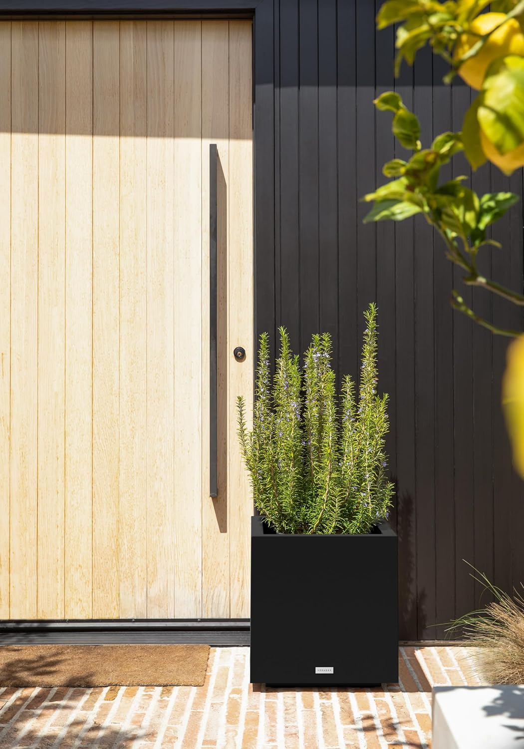 Veradek Block Series Cube Plastic Planter - Large Square Planter for Indoor or Outdoor Patio/Garden | Durable All-Weather Use with Drainage Holes | Modern Décor for Tall Plants, Trees, Flowers