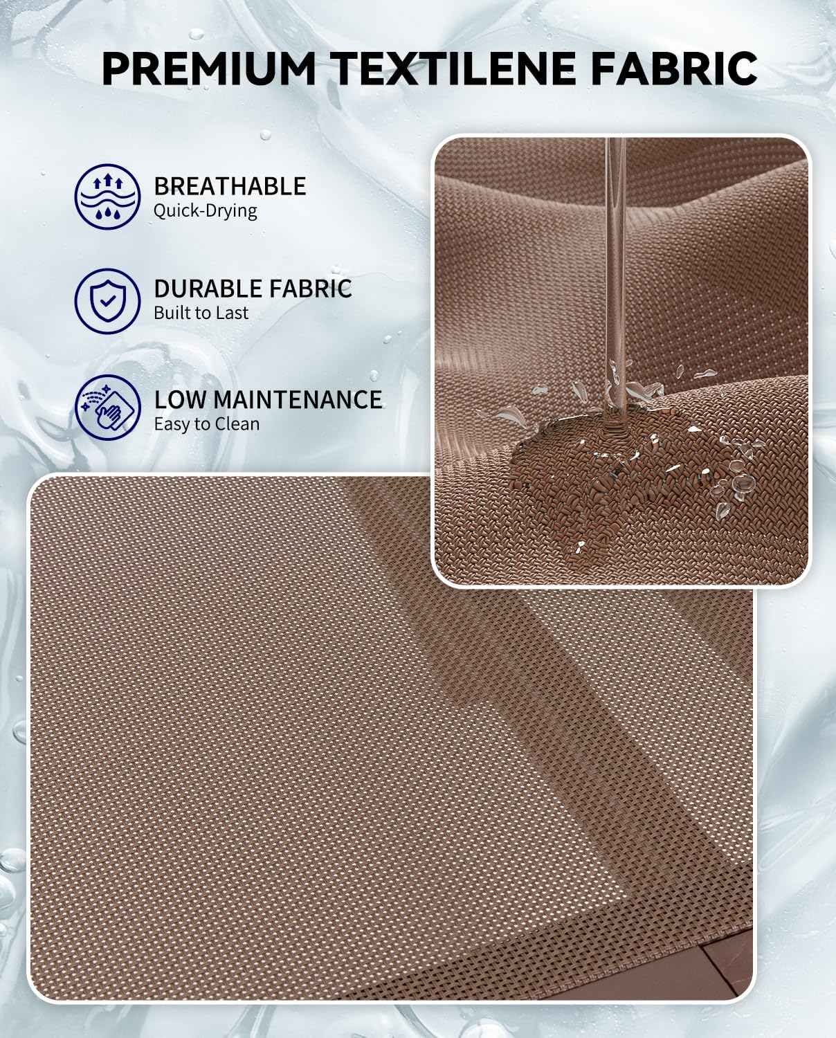 Aluminum Chaise Lounge Chair Outdoor, Foldable Patio Lounge Chair Assemble-Free, Pool Lounge Chairs with 5 Adjustable Backrest, Outdoor Lounge Chairs for Outside Poolside Beach Lawn Brown