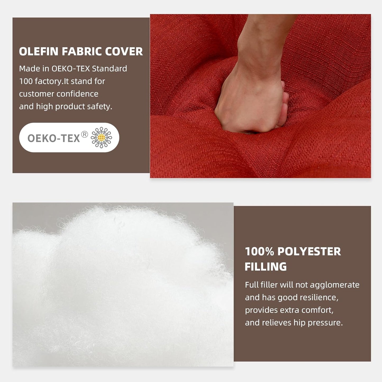 RACE LEAF Chair Cushions 19" x 19" Red - Outdoor/Indoor Patio Cushions Set of 2 - Replacement Cushions for Chairs and Seating - Chair Seat Pads for Porch, Deck, and Garden Seats