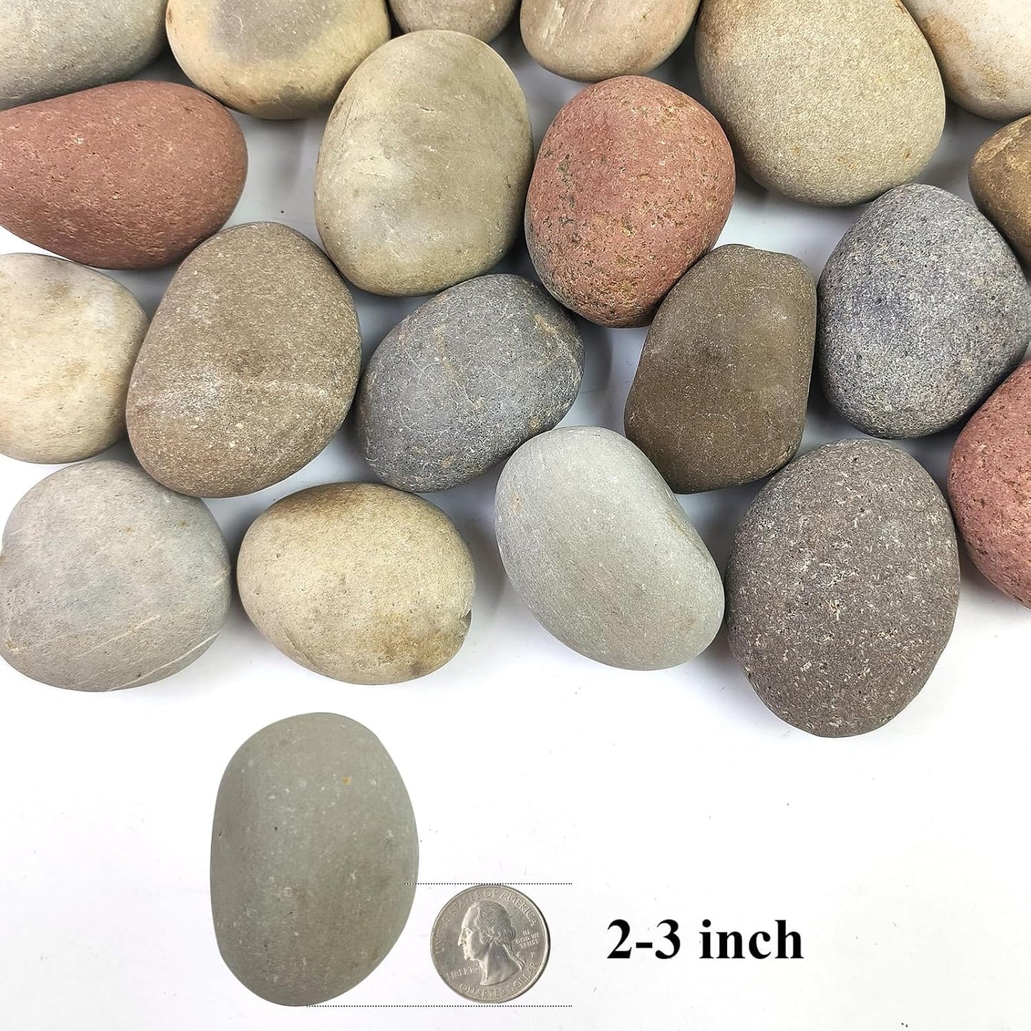 Natural River Rocks, 2-3 Inch River Rocks for Landscaping, Mixed Colors Stones for Plants, Flower Beds, Indoor Fountains, Gardens, Paths, Backyards, Fish Tank and Plantations(40lbs Bulk)