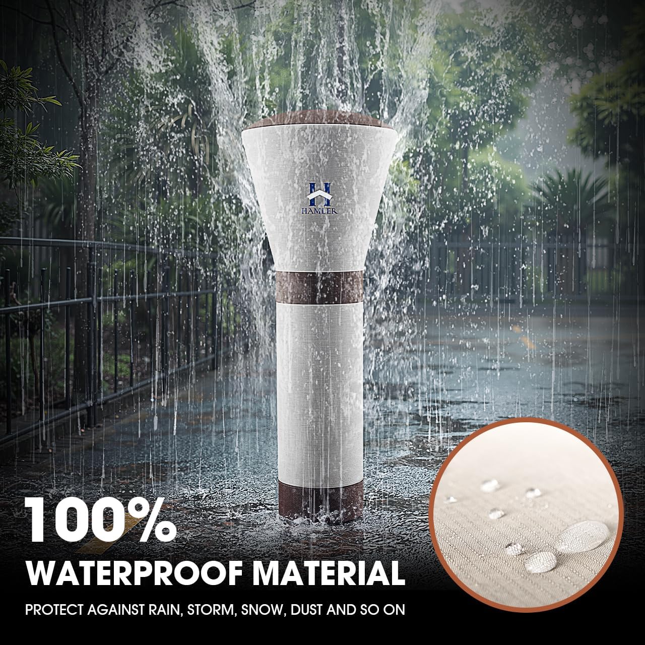 HAMLER Patio Heater Covers, Outdoor Heater Covers Waterproof with Zipper, Outdoor Patio Heater Cover Fits up to 89"H x 33"W x 19"W, Heavy Duty Heater Covers for Standing Heater, Brown & Beige