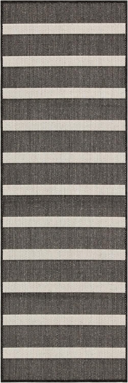 Nourison Home Positano Black Ivory 2' x 6' Area Rug Easy Clean, Non Shedding, Bed Room, Living Room, Dining Room, Kitchen (6' Runner)