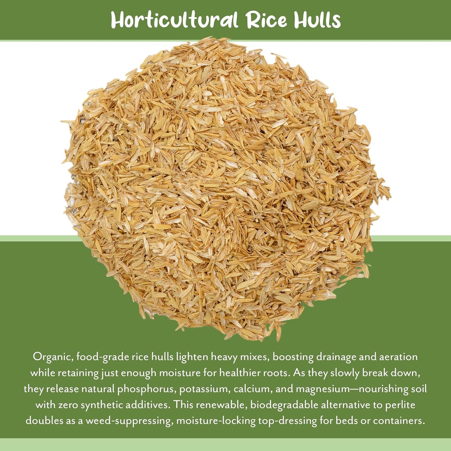 Organic Horticultural Grade Rice Hulls (8 Quarts); All-Natural Soil Amendment for Houseplants, Gardening, Seed Starting & Chicken Bedding