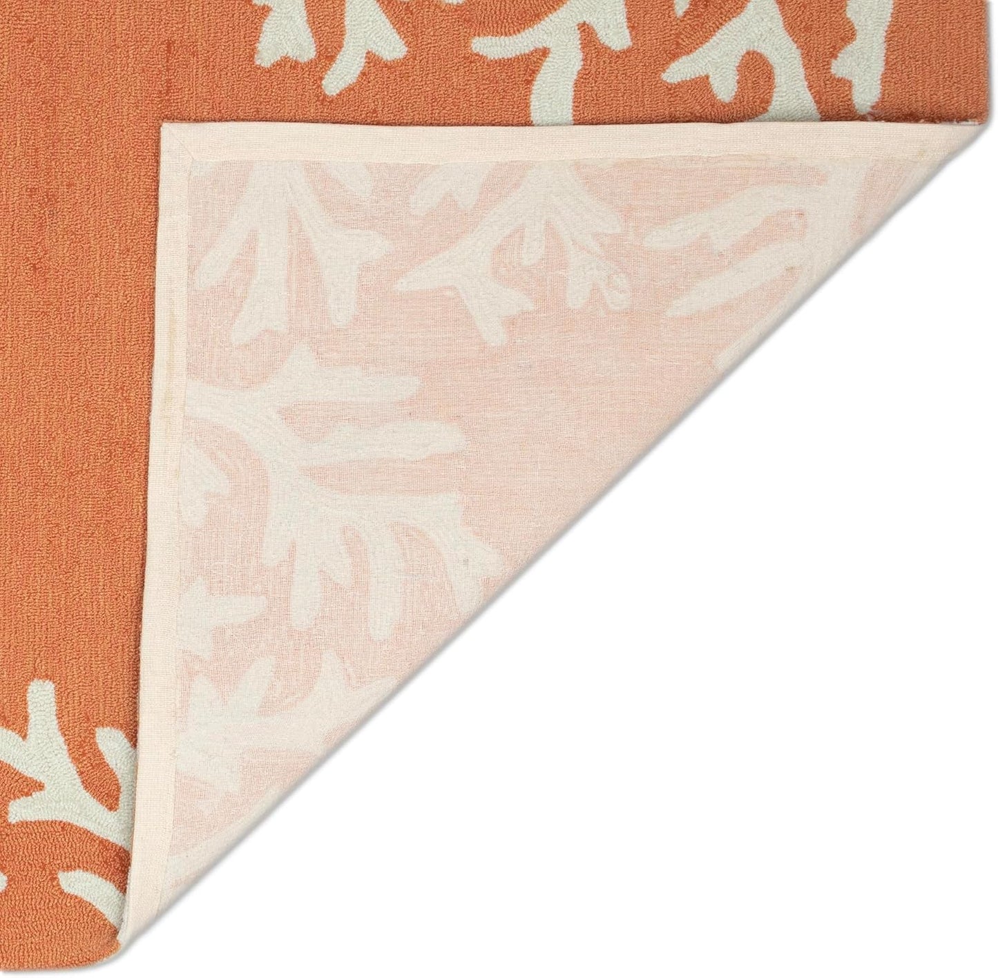 Liora Manne CAPRI Indoor/Outdoor Handmade Synthetic Blend Durable Area Rug - Traditional Border Coastal Beach Accent (Coral Border Coral) (2'6" x 4')