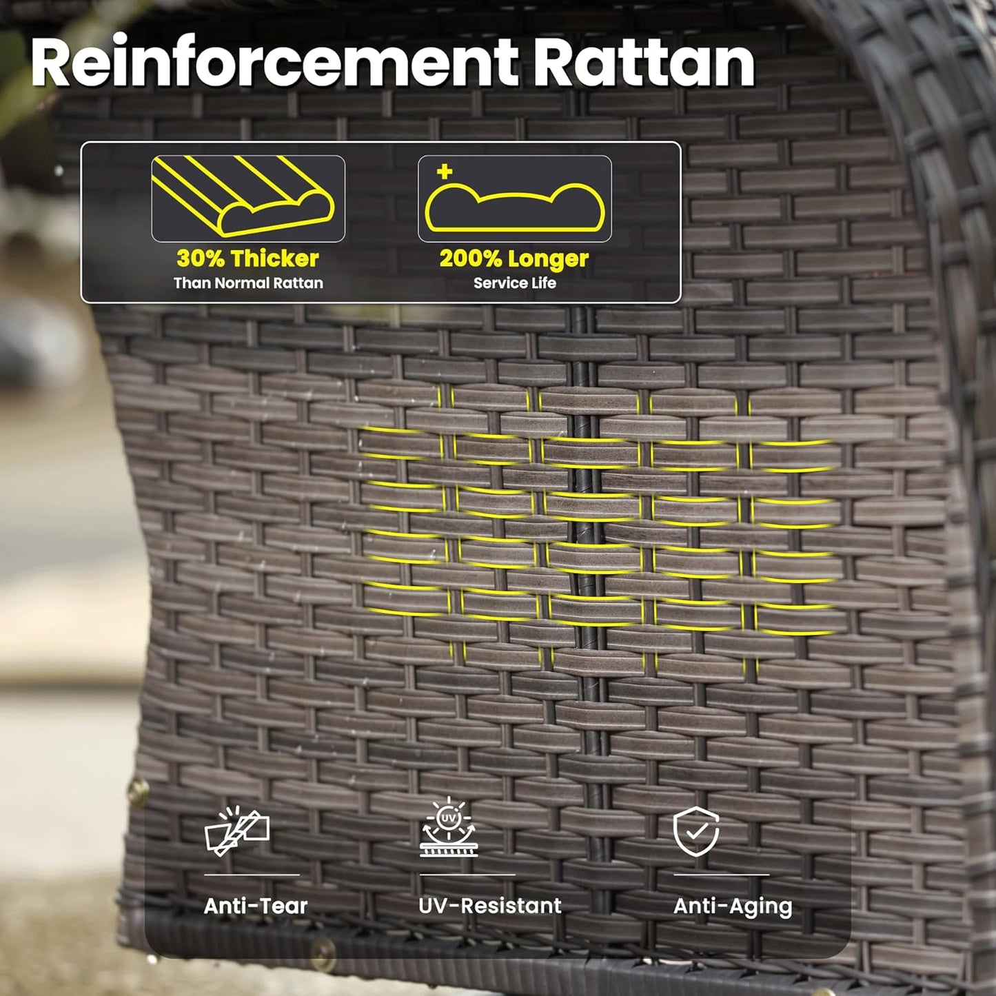 ovios 5 Pieces Patio Furniture Set, Outdoor Wicker Sofa with Swivel Chairs, Coffee Table, All Weather High Back Rattan Loveseat Couch with Comfy Cushions, Grey