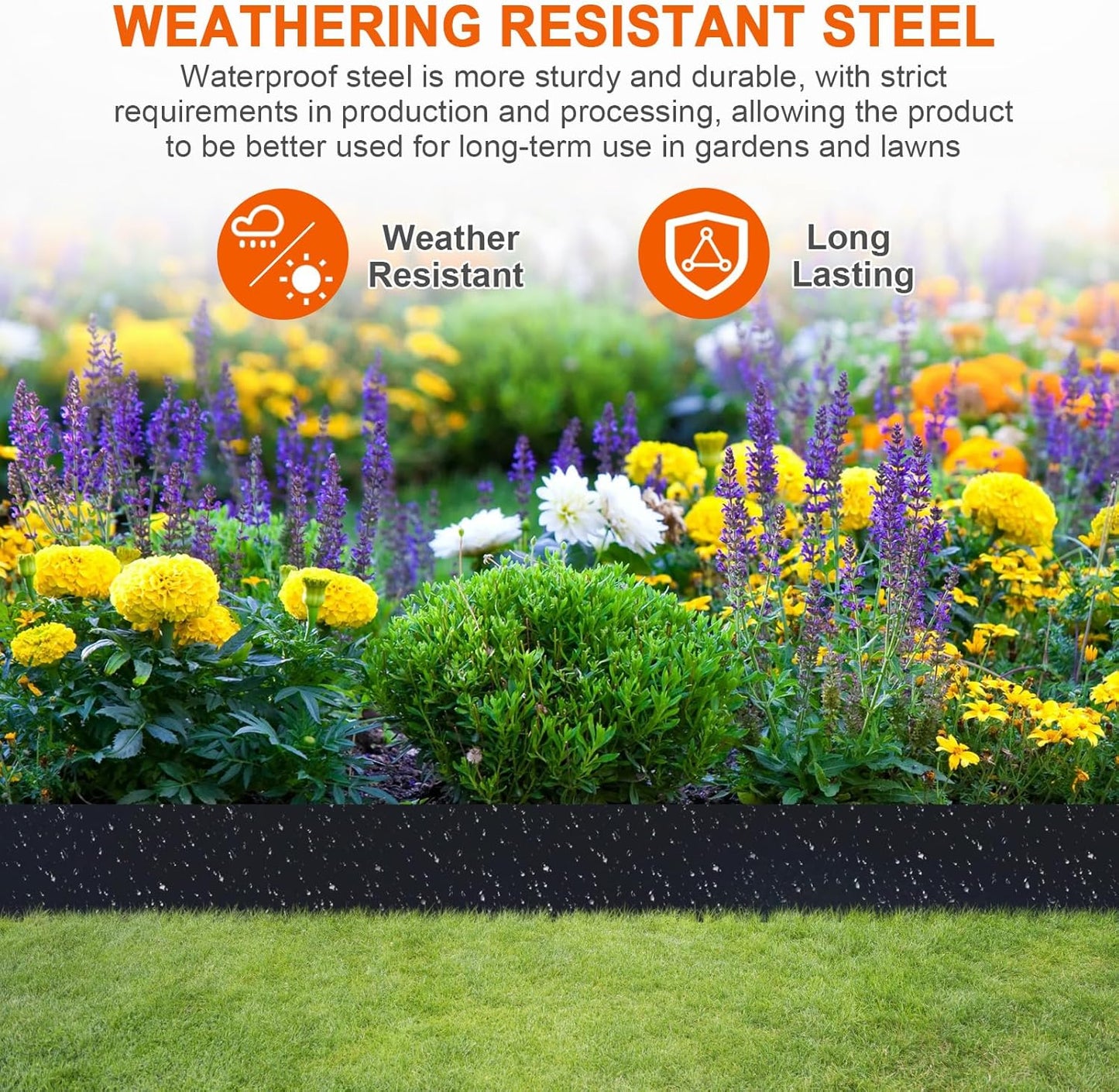 Metal Landscape Edging 42 Inch Strips, Steel Landscape Edging 6.3 Inch Depth, 6 Pack Hammer in Landscape Edging, Metal Edging for Landscaping