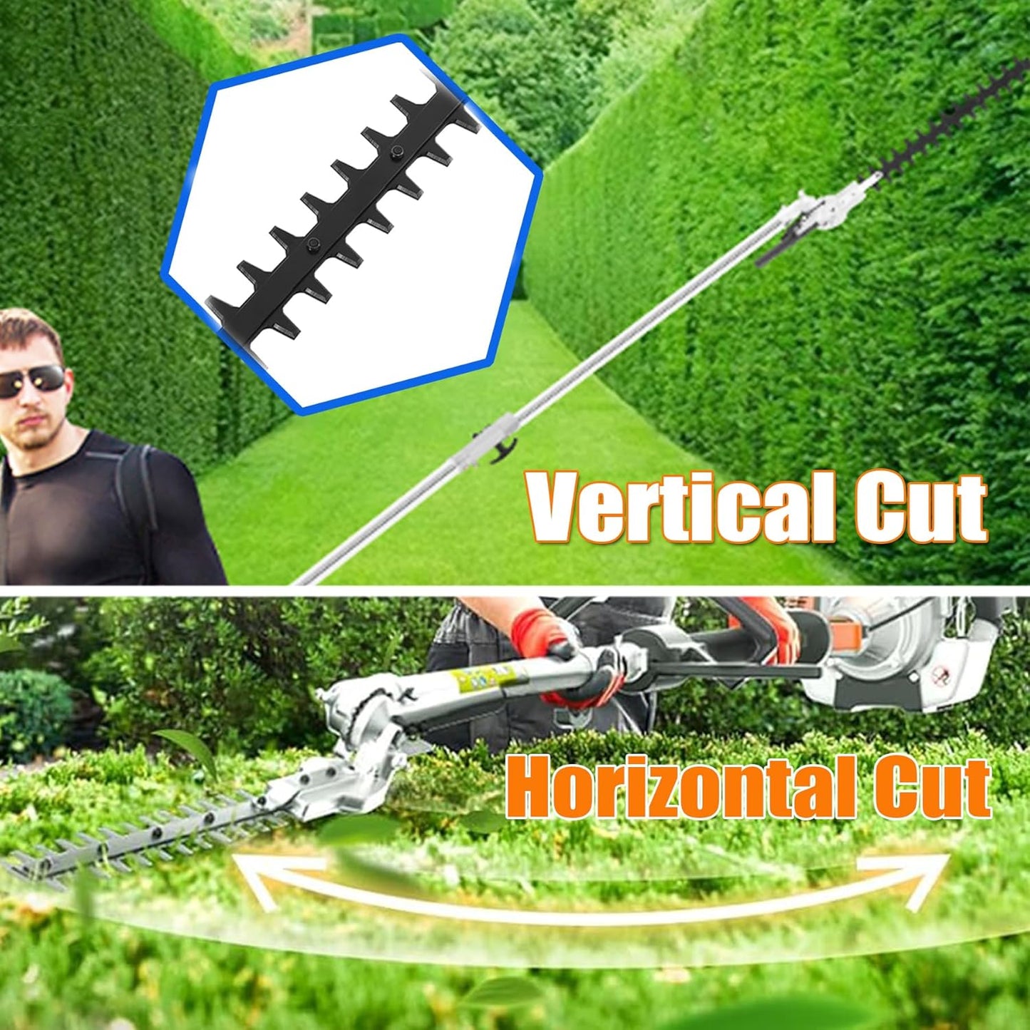 Samger 52cc 2 Cycle Gas Hedge Trimmer, 5 in 1 Garden Hedge Trimmer Combo, Gas Powered Trimmer with Extension Pole, Multifunctional Garden Trimming Tools