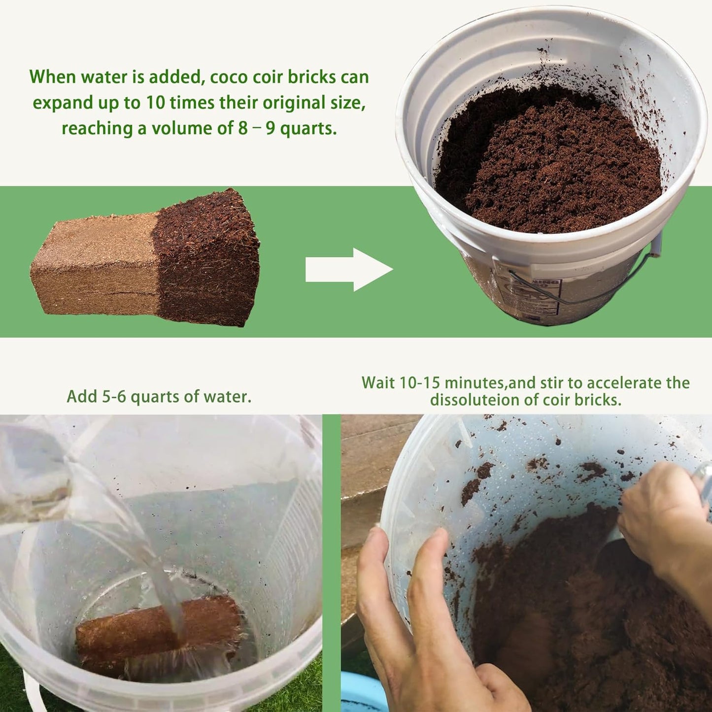 Coco Coir for Plant- 8 Pack Coco Coir Brick- 24 Gallons Coconut Soil with Low EC & PH Balance-Coco Fiber for Herbs& Flowers- High Expansion-Renewable Coco Soil for Planting