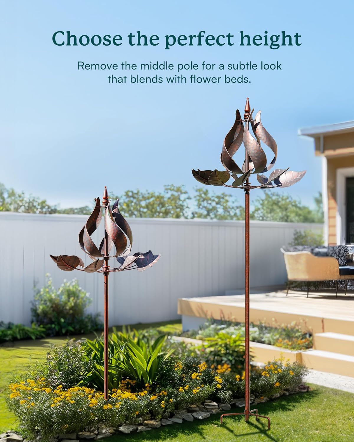 Wind Spinners Outdoor - Large Tulip Metal Wind Spinners with Stake, Garden Windmill Yard Spinner Lawn Decor (24" W x 75" H)