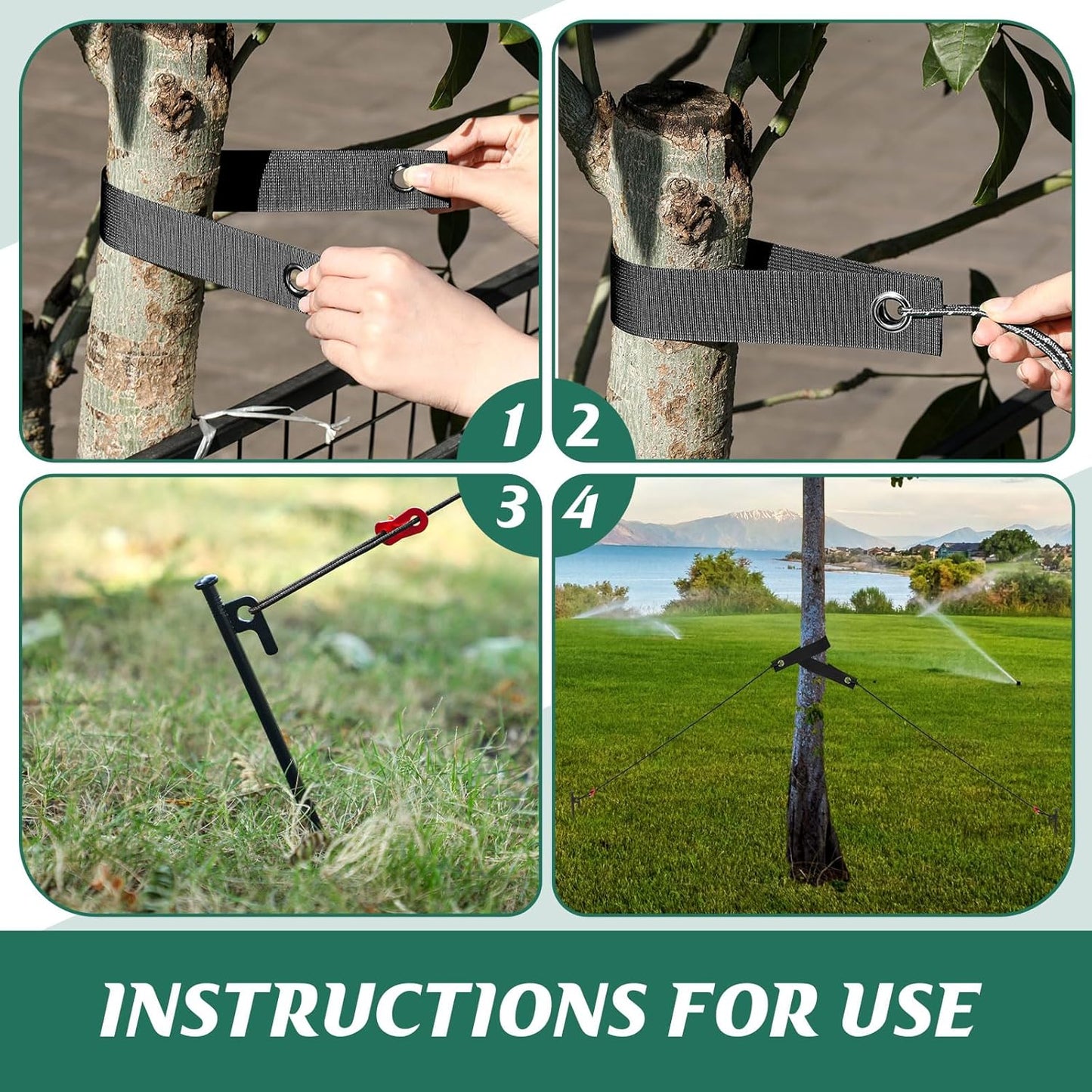 Suzile 120 Pcs Tree Stake Kit, Heavy Duty Tree Staking and Supports for Leaning Trees Include 11. 8'' Steel Stakes 15. 8'' Support Straps 13. 12 ft Ropes for Anchoring Hurricane Protection (Black)