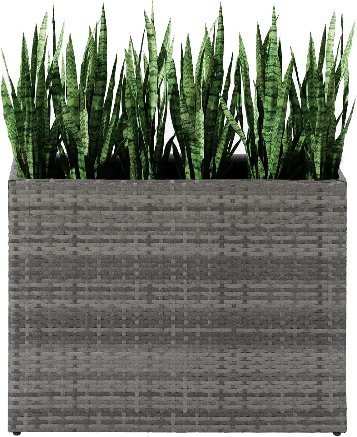LEWIS&WAYNE Tall Planters for Outdoor Plants Handmade Wicker Large Rectangular Block Planter Box with Removable Liners Modern Planter for Indoor Outdoor Patio Deck - Gray