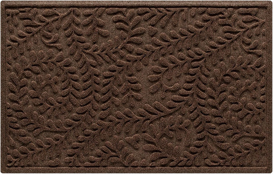 WaterHog Indoor/Outdoor Door Mat, 2' x 3', Made in USA, Durable & Skid-Resistant Front Door Rug, Decorative, Water-Trapping & Heavy-Duty Entryway Mat for Your Home, Boxwood Collection, Dark Brown