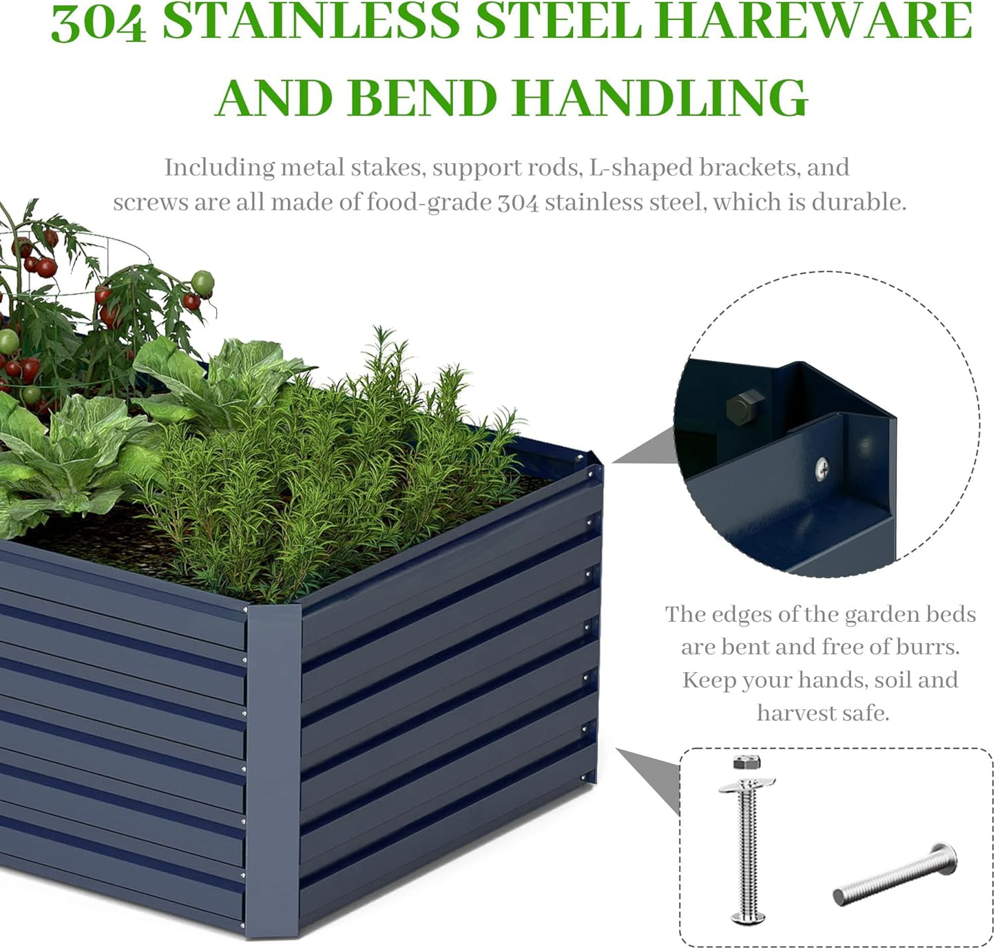 8x4x2 ft Outdoor Raised Garden Bed, Large Metal Planter Raised Beds, Planters for Outdoor Plants for Vegetables, Flowers, Herbs, Fruits, and Succulents.(4 Pcs,Blue)