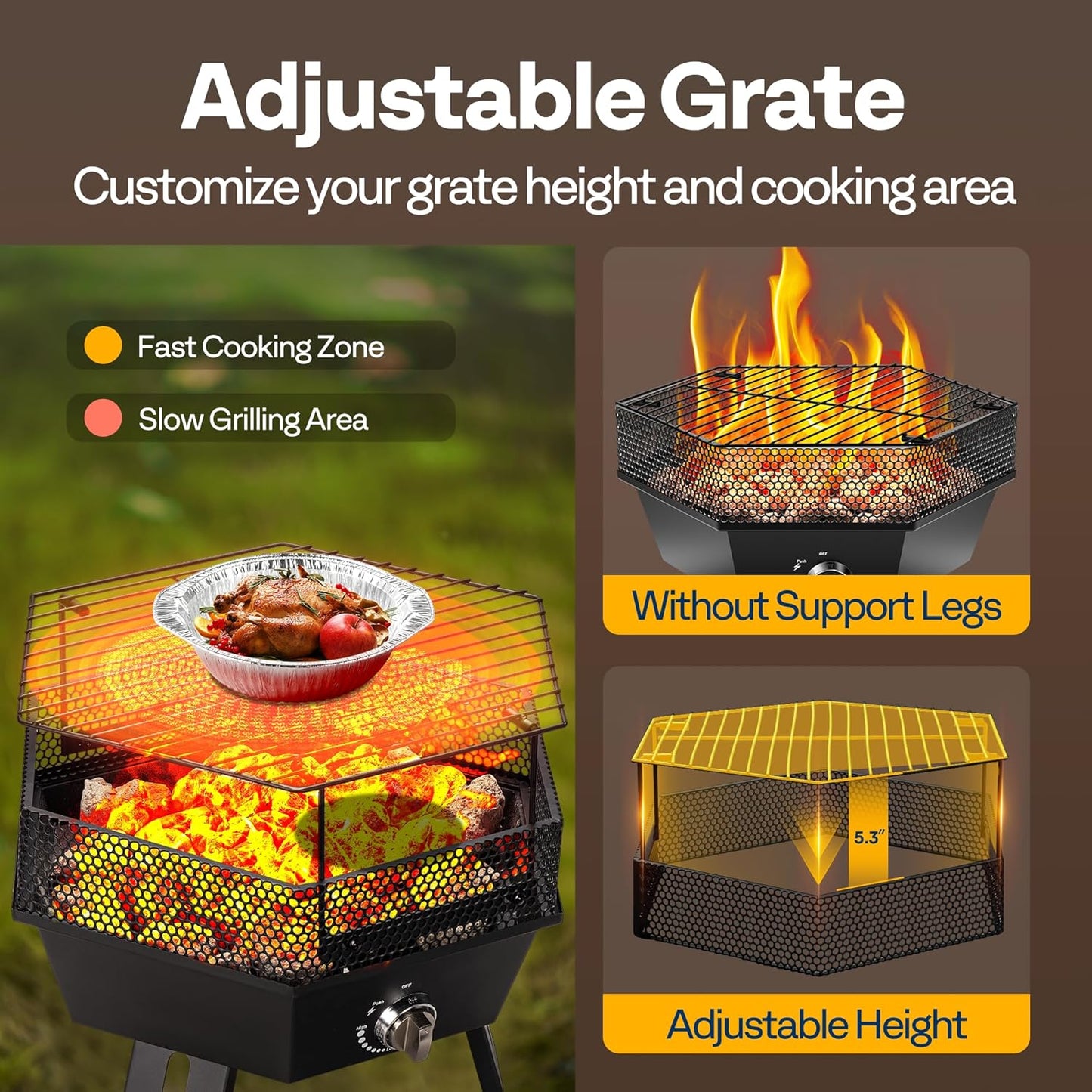 VIVOHOME Portable 58,000 BTU Propane Fire Pit, 24-Inch Smokeless Outdoor Design with Carry Bag, Tank Holder, Ideal for Patio, Backyard, Camping, Tailgating, Deck, RV