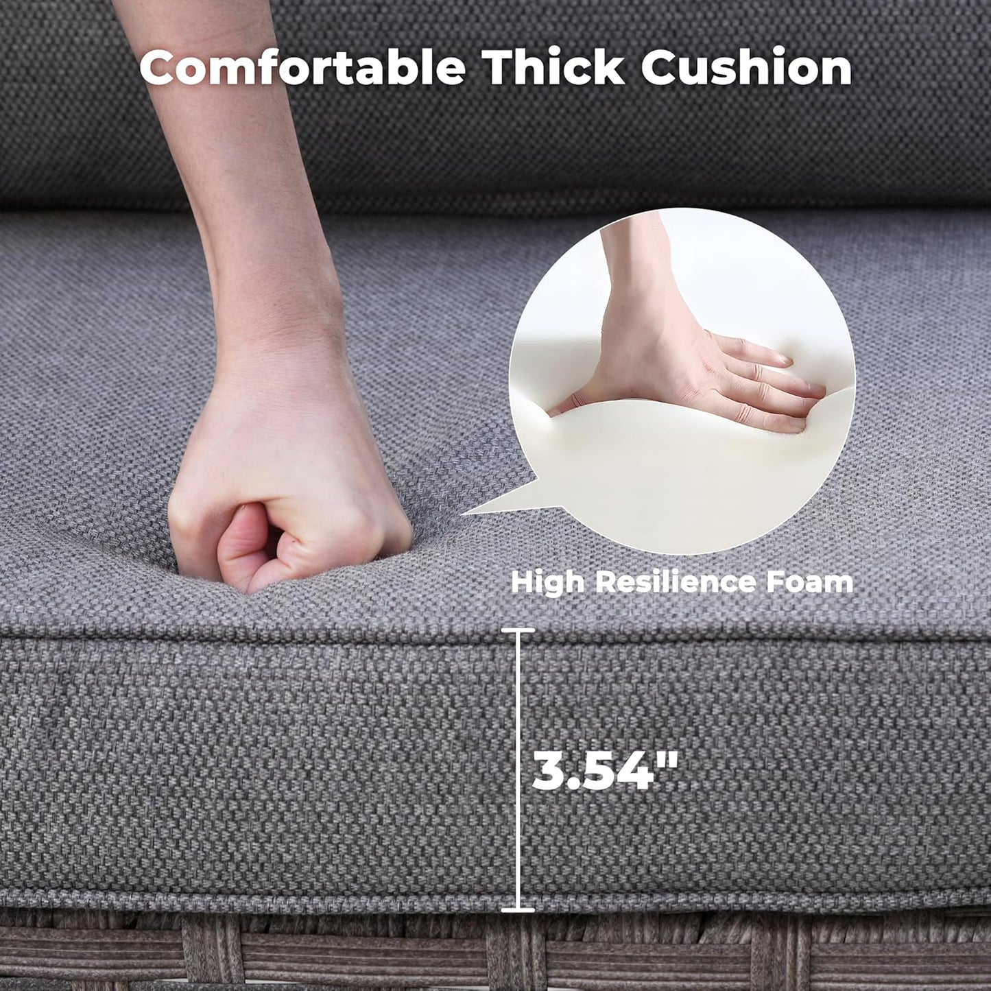 ovios 9 Pieces Patio Furniture Set, Outdoor Wicker Sectional Sofa with 2 Swivel Chairs Coffee Table, Modern Modular Deep Seat Rattan Couch Conversation Sets, Dark Grey